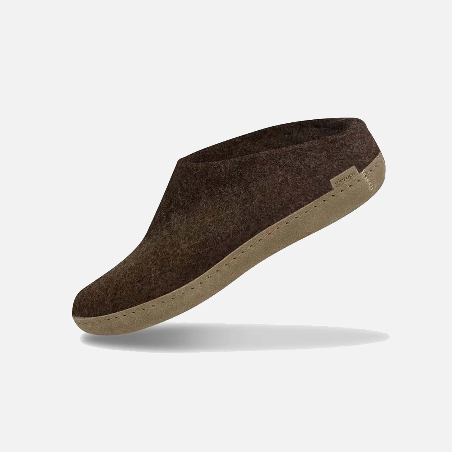 Adults Felted Wool Open Heel Slipper - Brown - Image 3