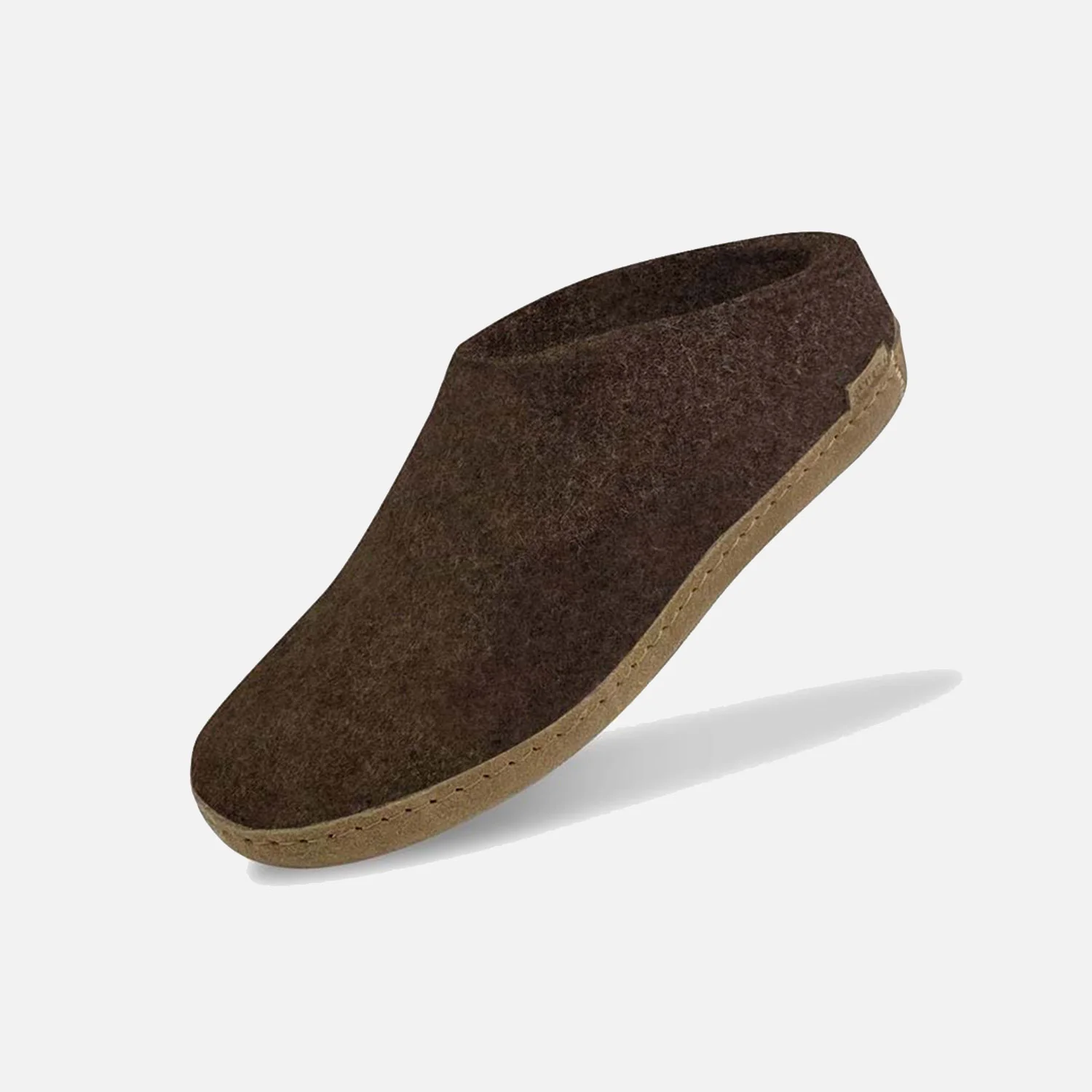 Adults Felted Wool Open Heel Slipper - Brown - Image 4