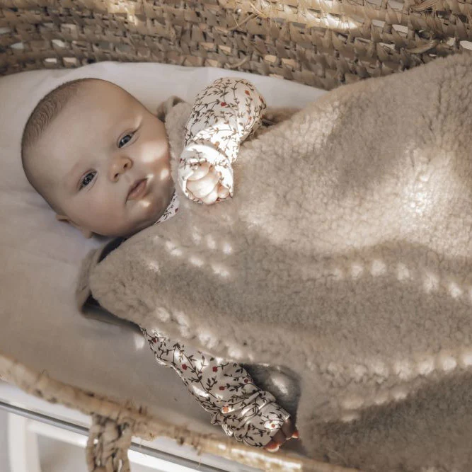 Baby Wool Teddy Fleece Sleeping Bag - Sand Brown - Image 3