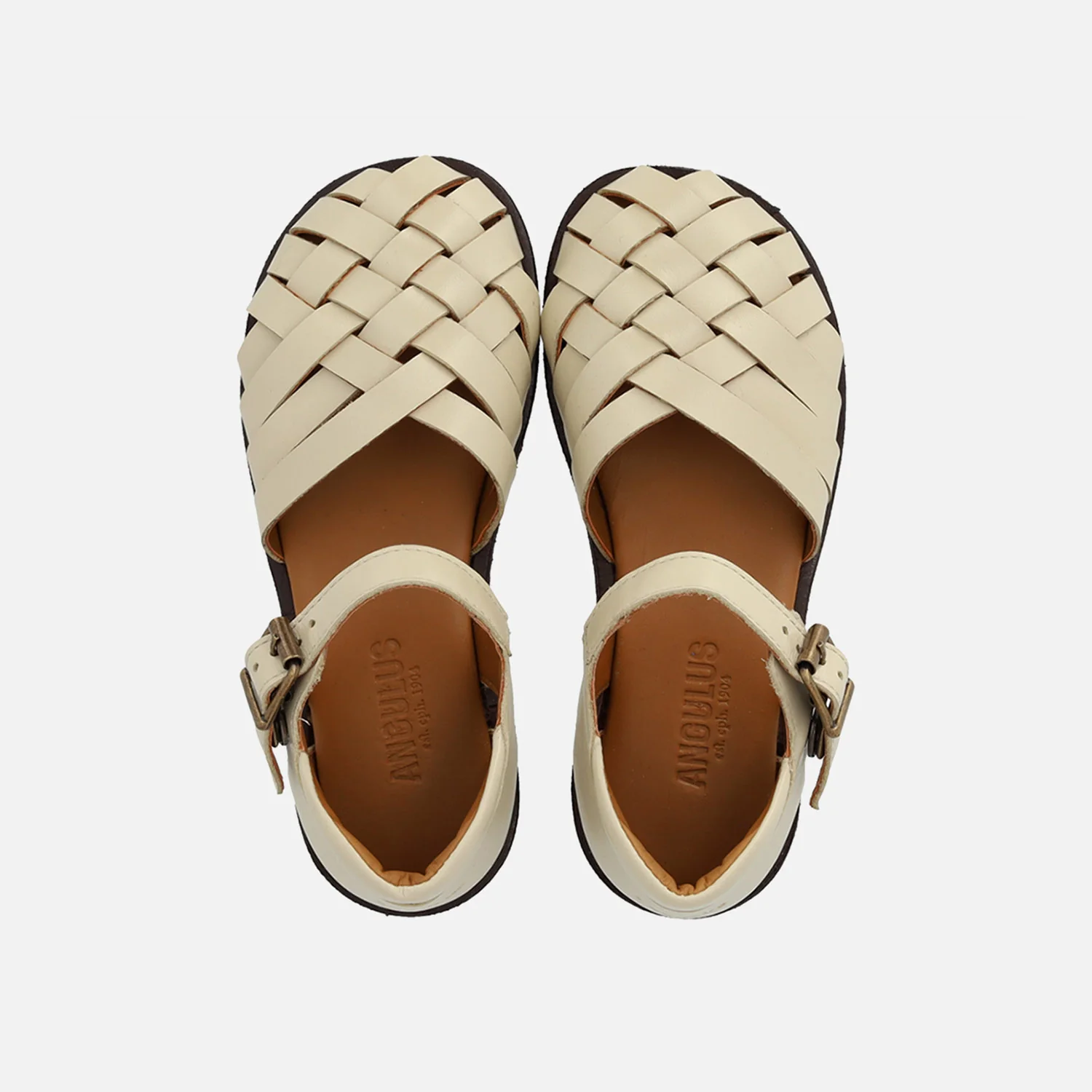 Kids Leather Woven Sandals - Buttermilk - Image 6