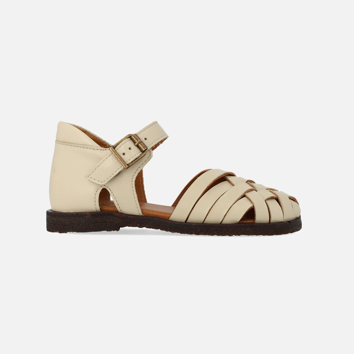 Kids Leather Woven Sandals - Buttermilk - Image 7
