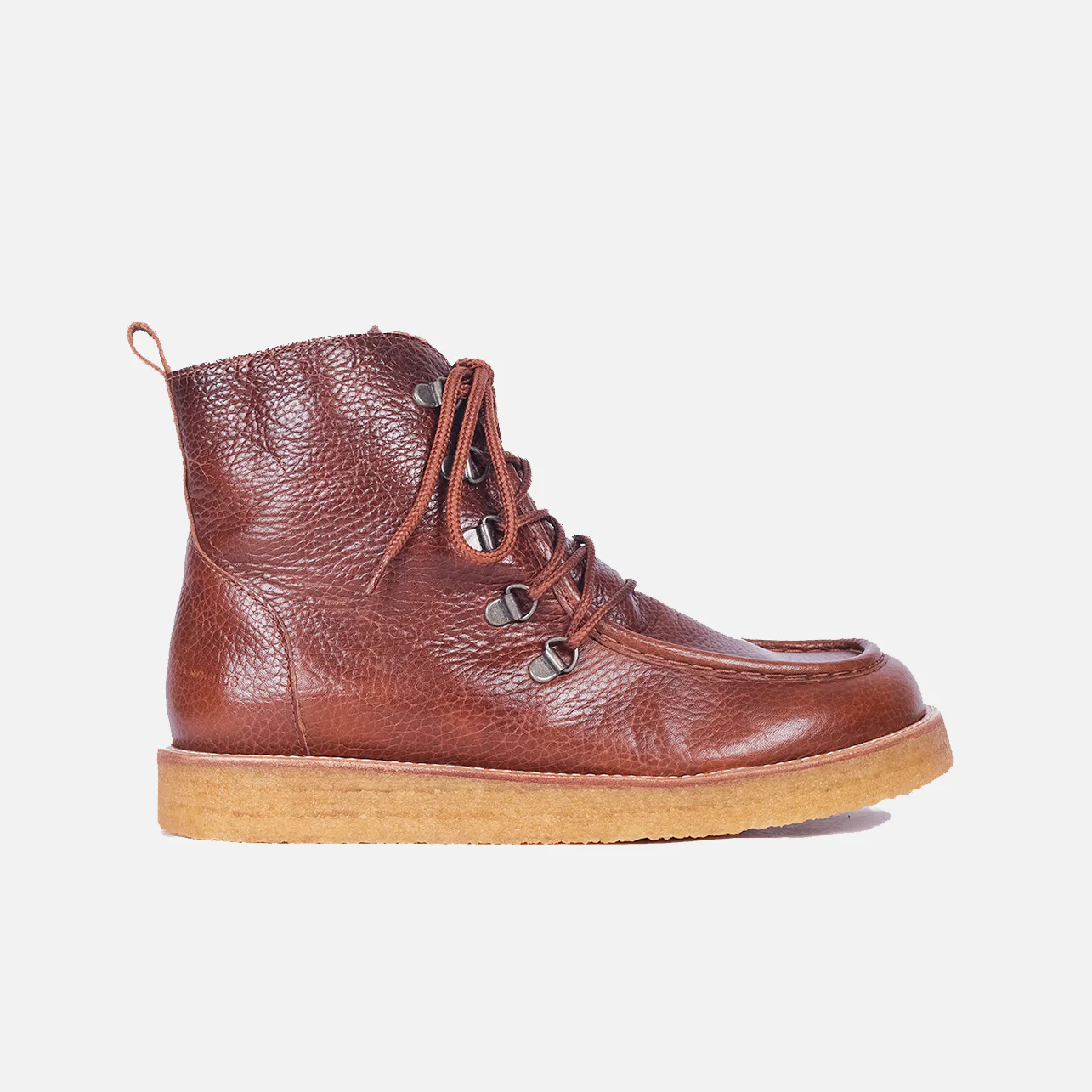 Women's Wool Lined Boots With Laces- Cognac - Image 2
