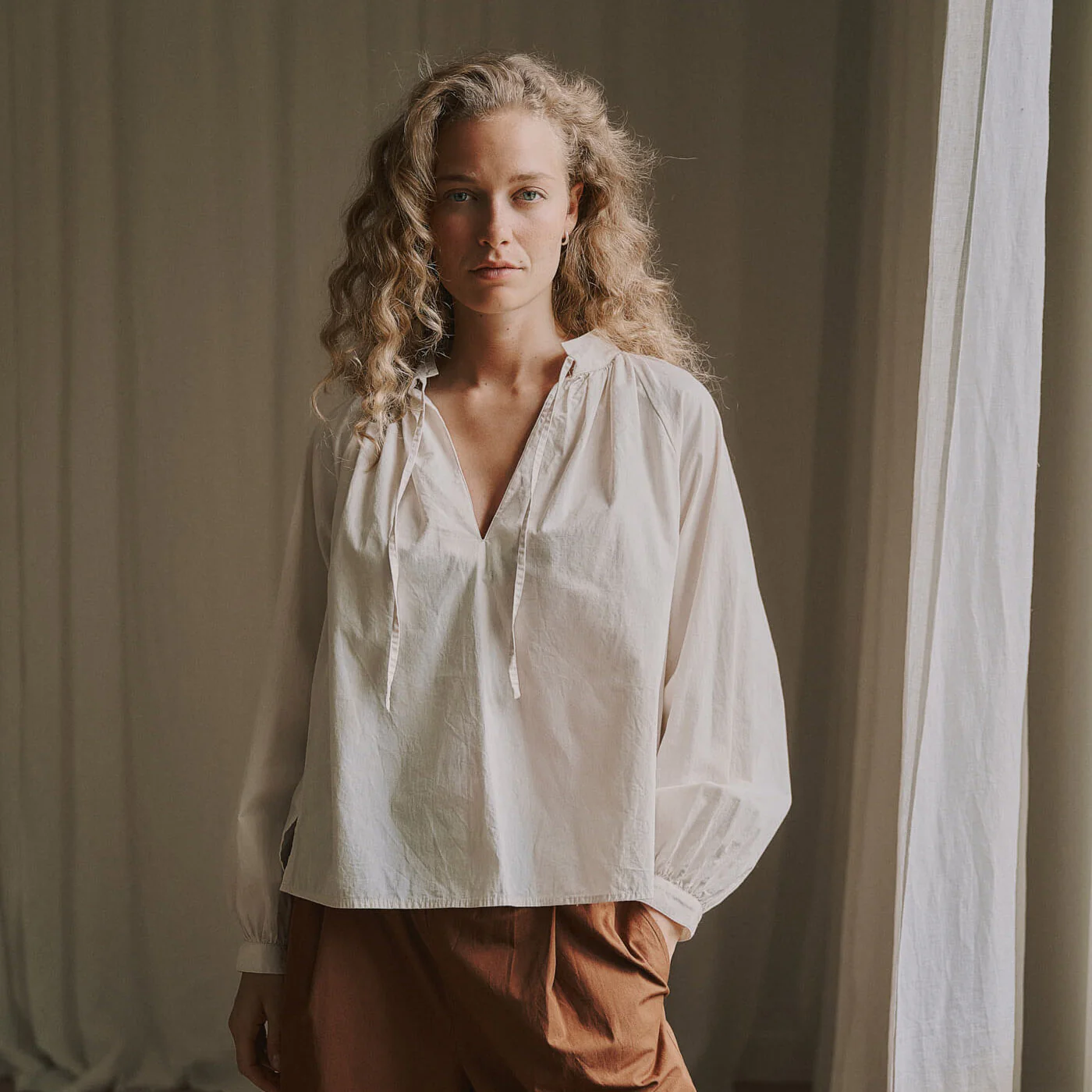Women's Cotton Irissa Blouse - White Sand - Image 2