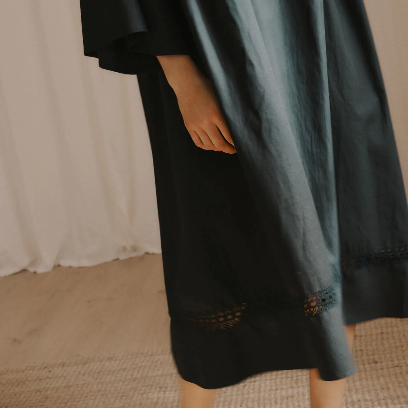 Women's Cotton Siri 3/4 Sleeve Dress - Black - Image 5