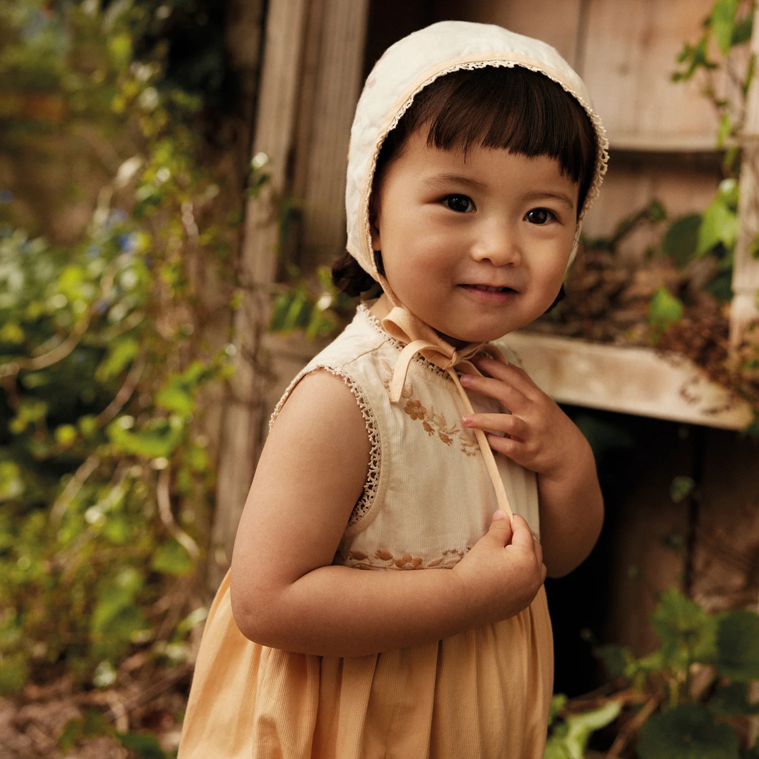Baby Cotton Clara Bubble Romper - Cream/Peach Yoghurt