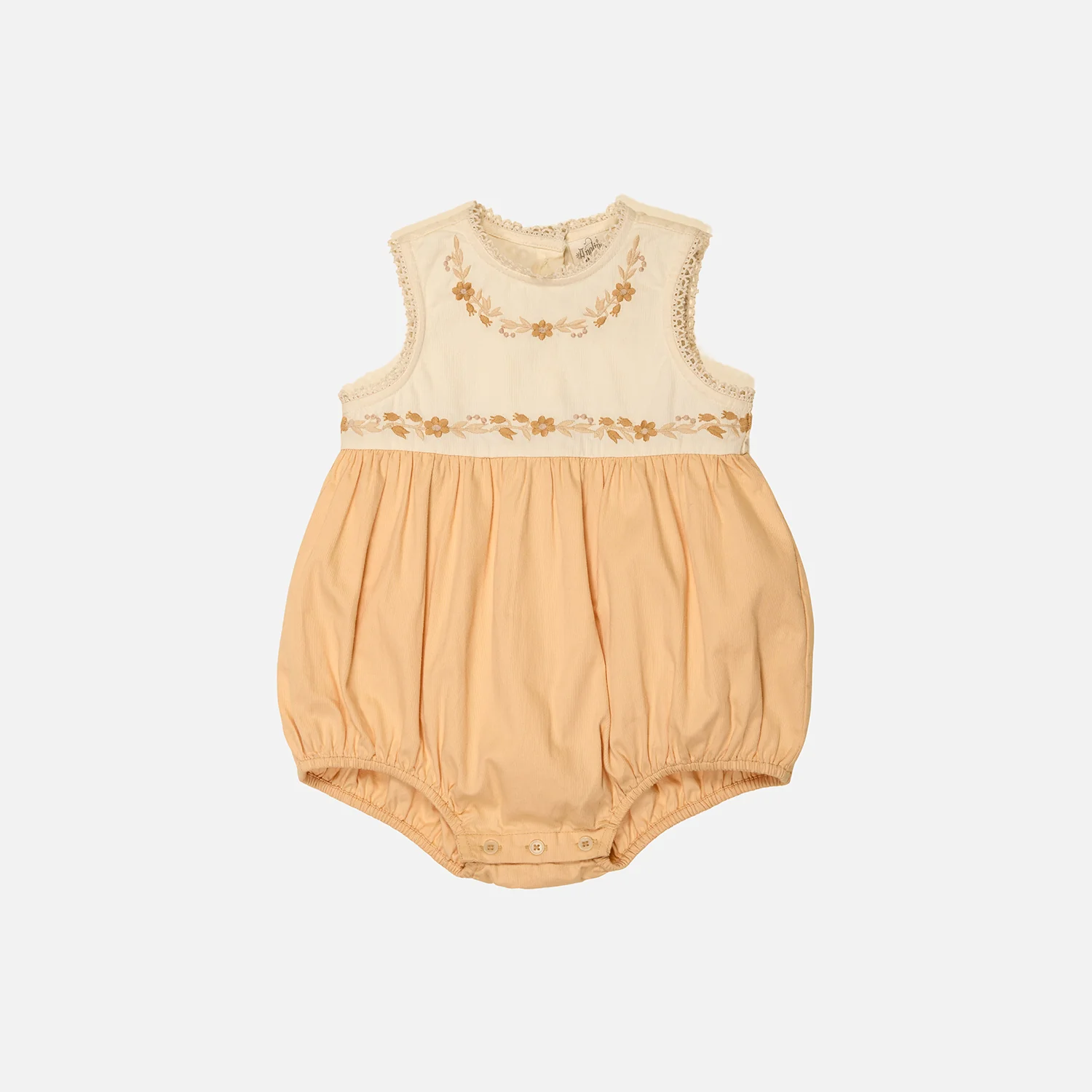Baby Cotton Clara Bubble Romper - Cream/Peach Yoghurt - Image 2
