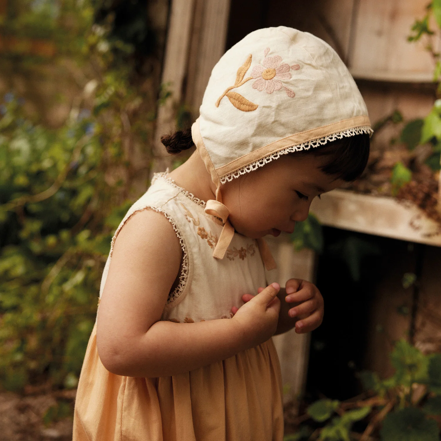 Baby Cotton Clara Bubble Romper - Cream/Peach Yoghurt - Image 3