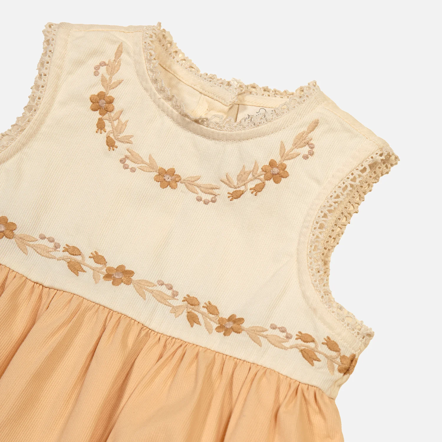 Baby Cotton Clara Bubble Romper - Cream/Peach Yoghurt - Image 4