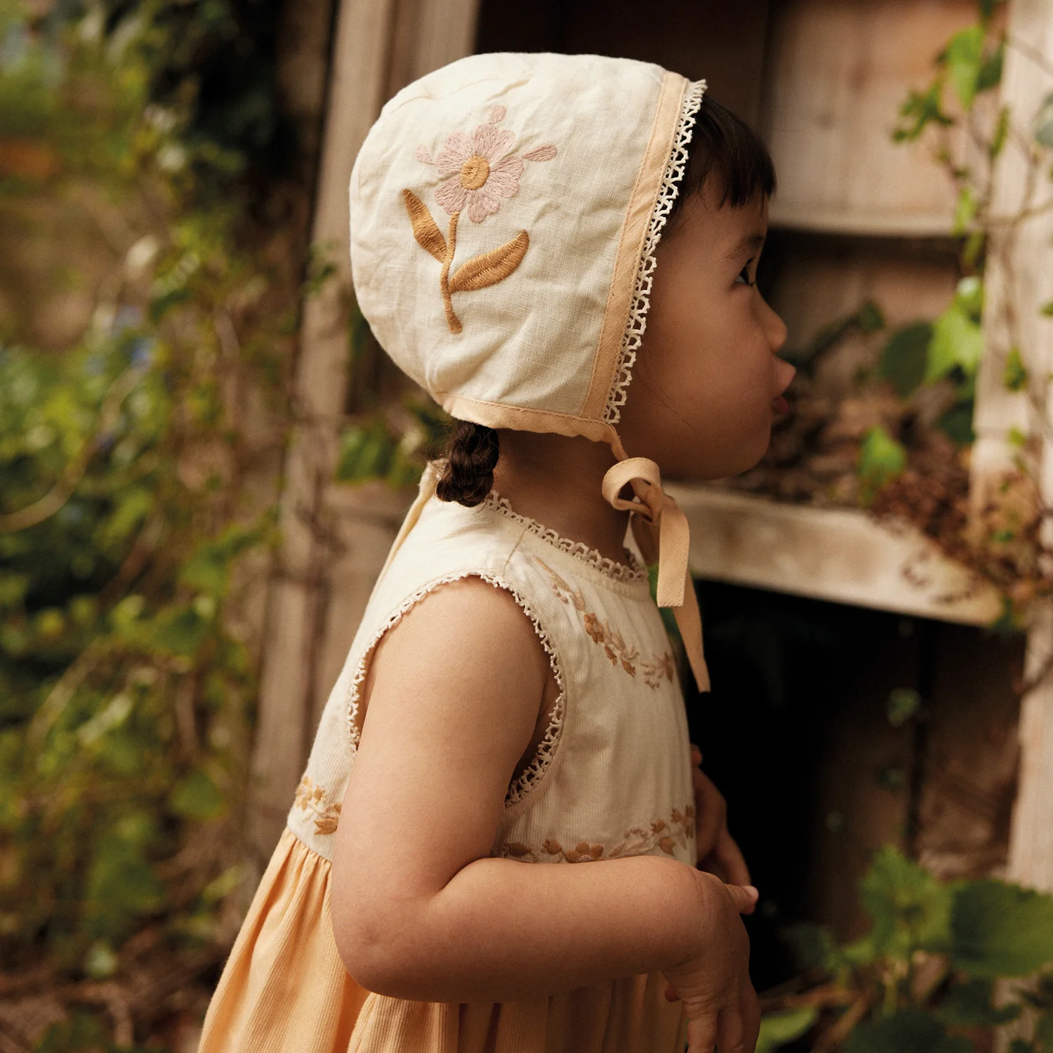 Baby Cotton Clara Bubble Romper - Cream/Peach Yoghurt - Image 5