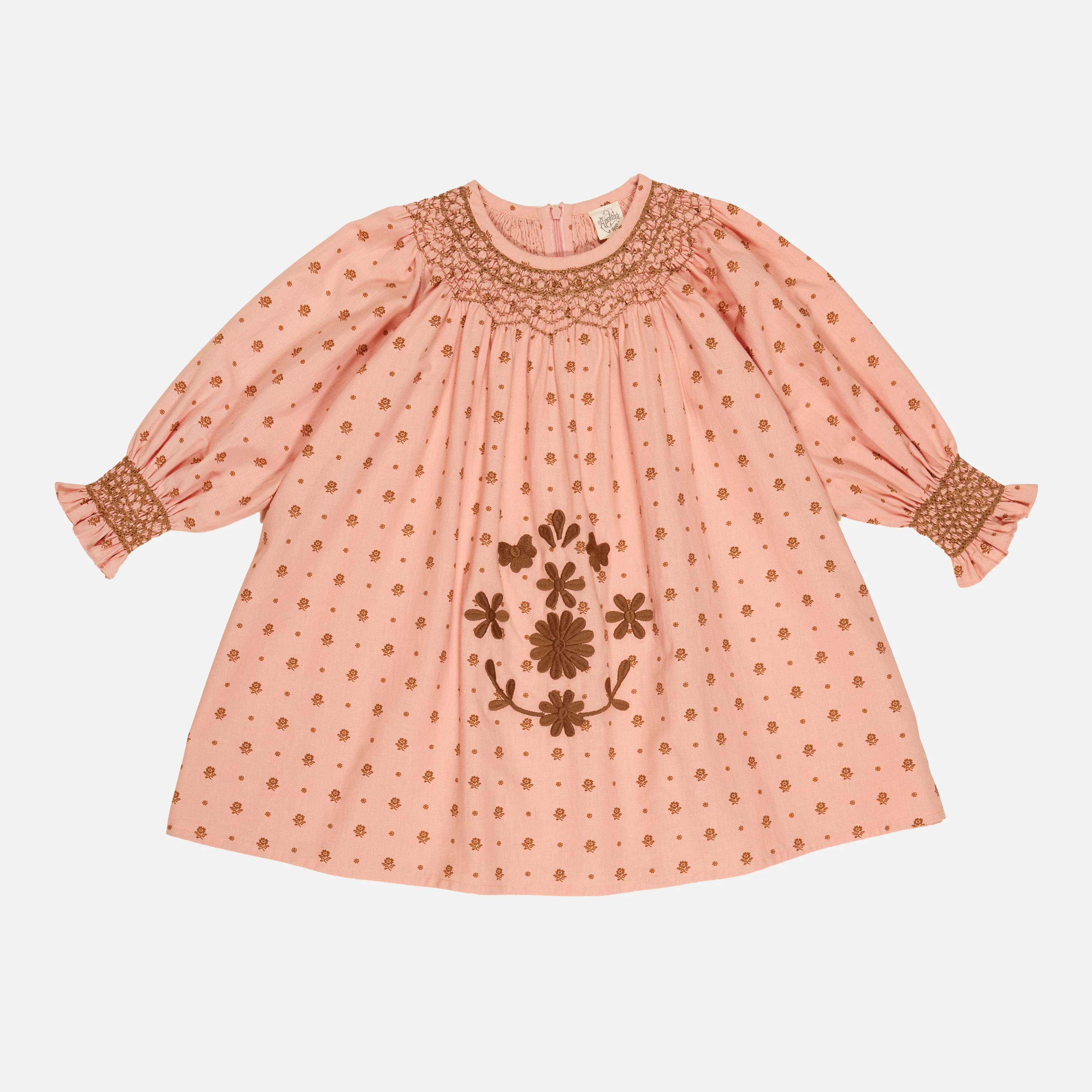 Kids Cotton Cece Smock Dress - Meadow Calico Ribbon