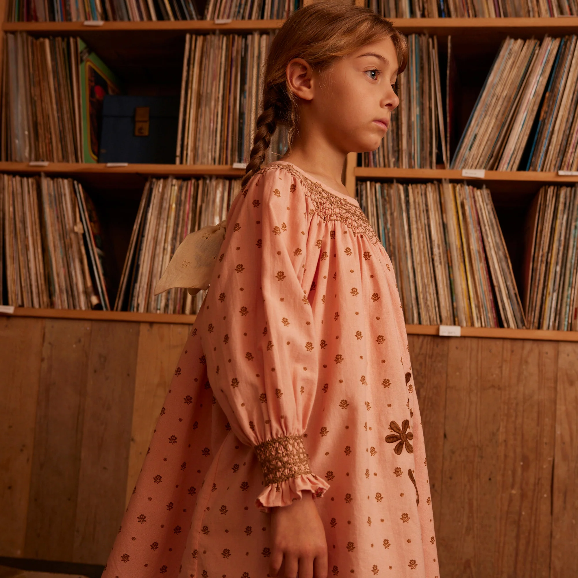 Kids Cotton Cece Smock Dress - Meadow Calico Ribbon - Image 3
