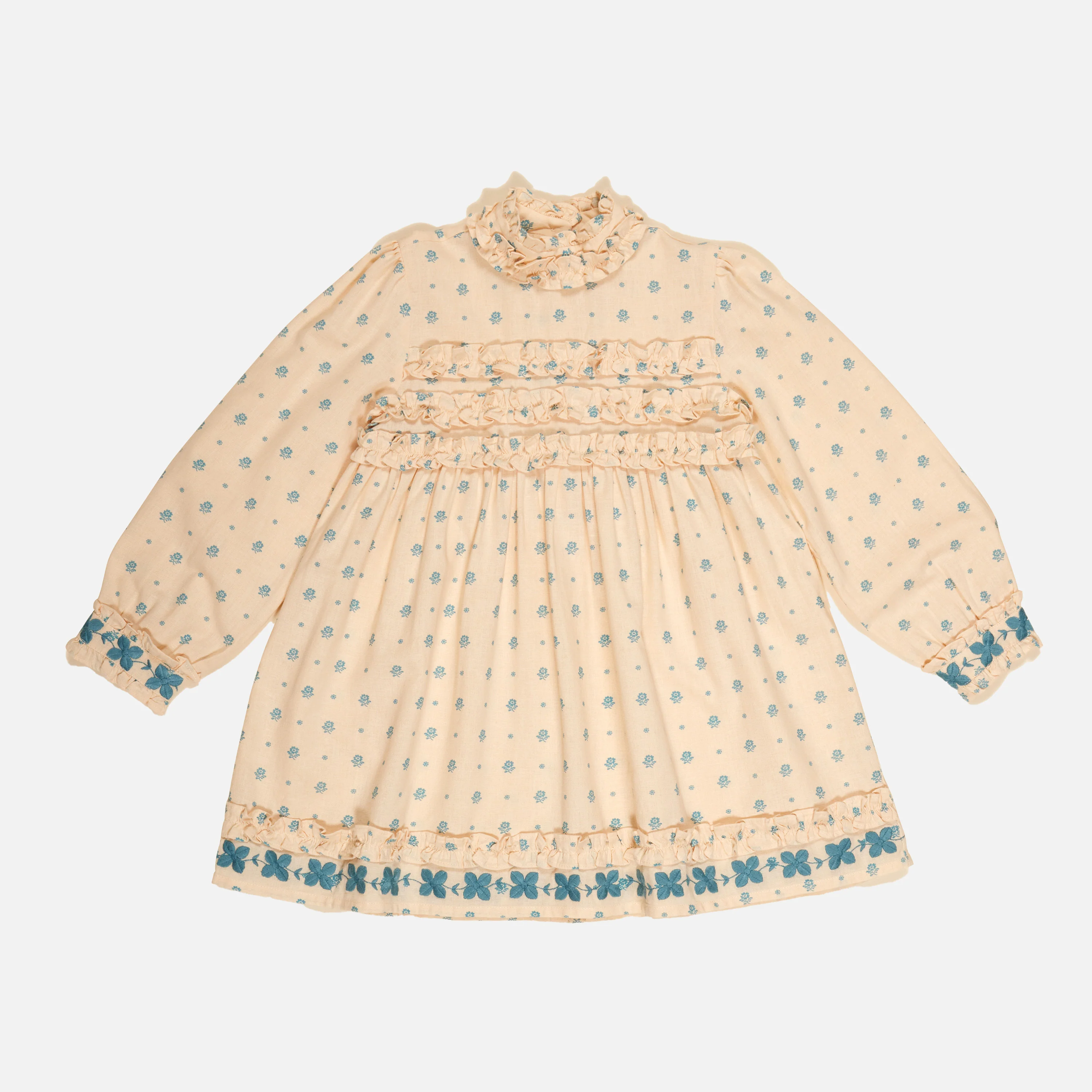 Kids Cotton Pernille Dress - Meadow Calico Cashew