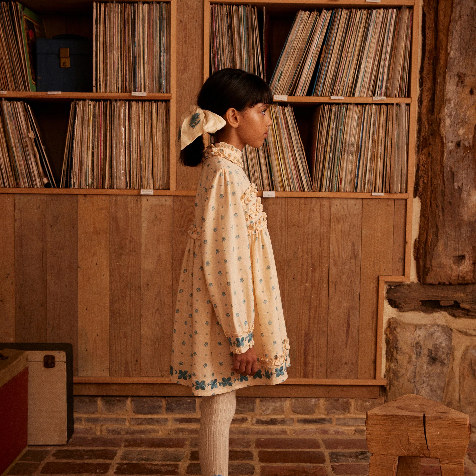 Kids Cotton Pernille Dress - Meadow Calico Cashew - Image 2