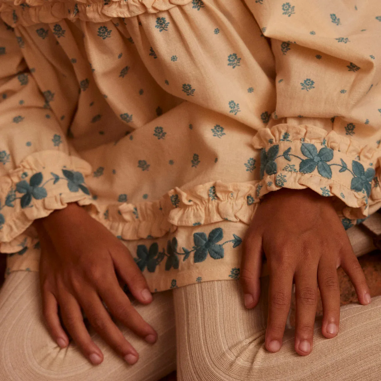 Kids Cotton Pernille Dress - Meadow Calico Cashew - Image 4
