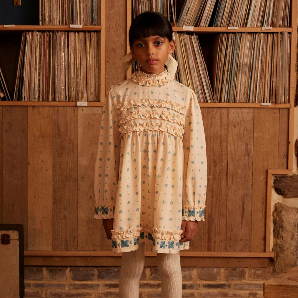 Kids Cotton Pernille Dress - Meadow Calico Cashew - Image 5