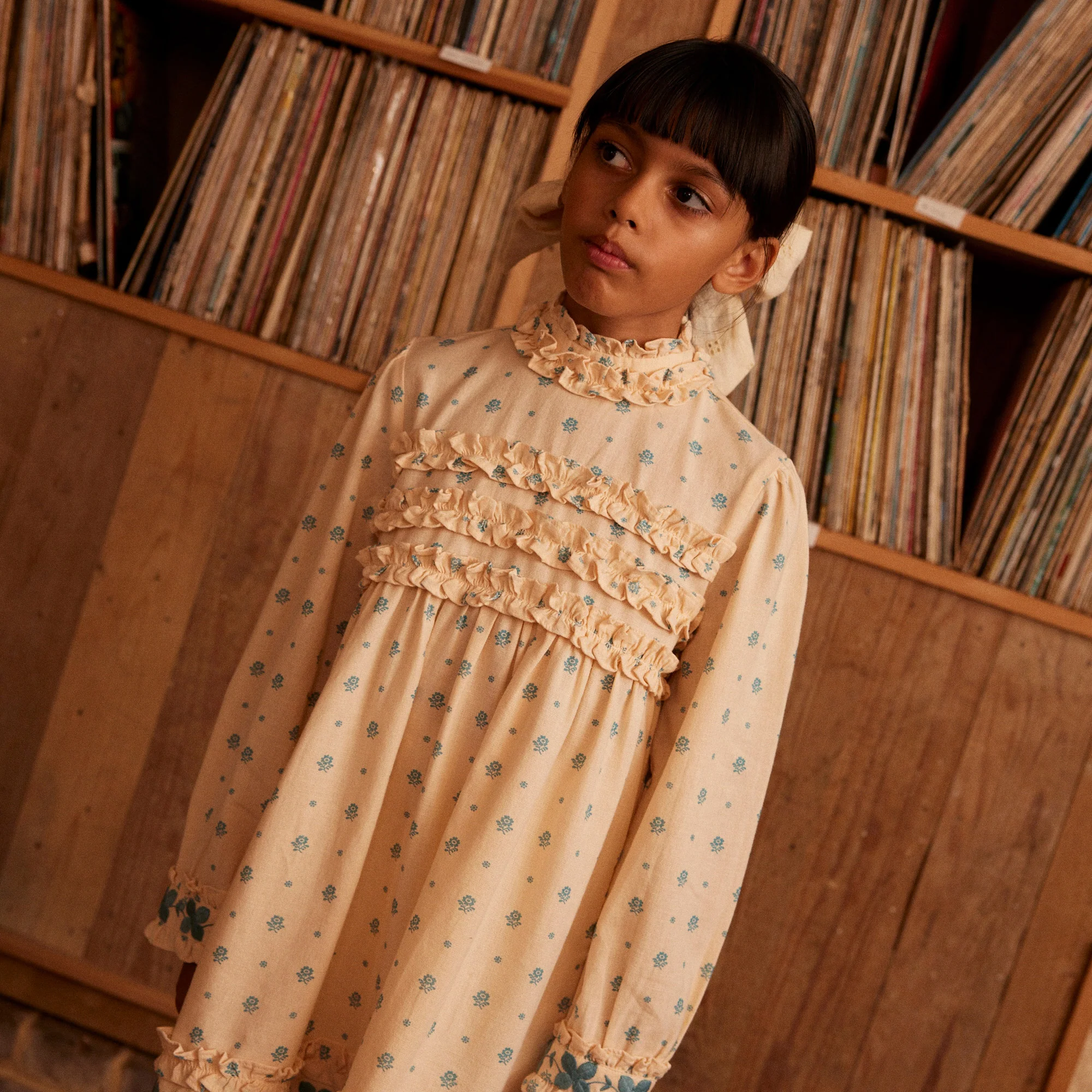 Kids Cotton Pernille Dress - Meadow Calico Cashew - Image 6