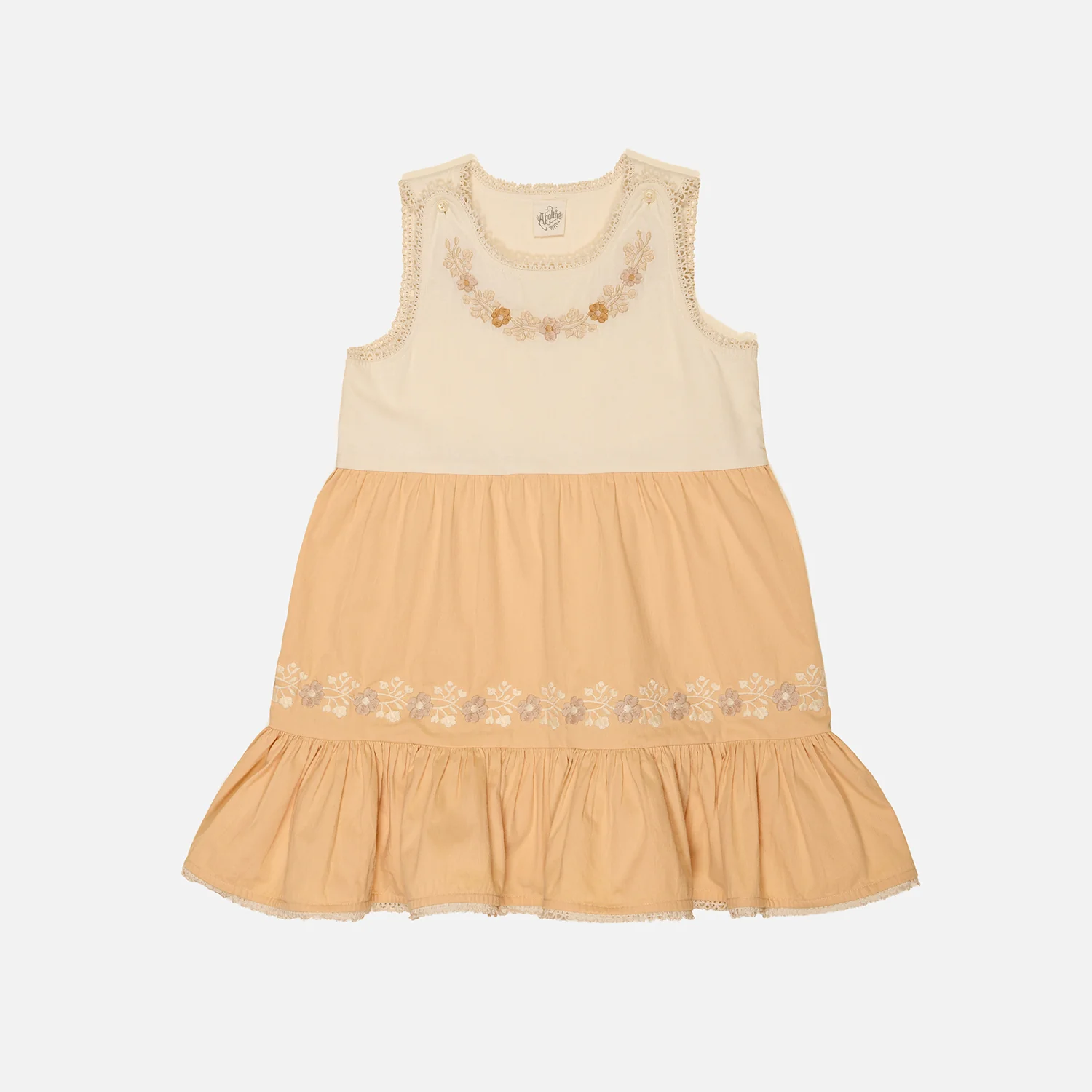 Kids Cotton Clarita Dress - Cream/Peach Yoghurt