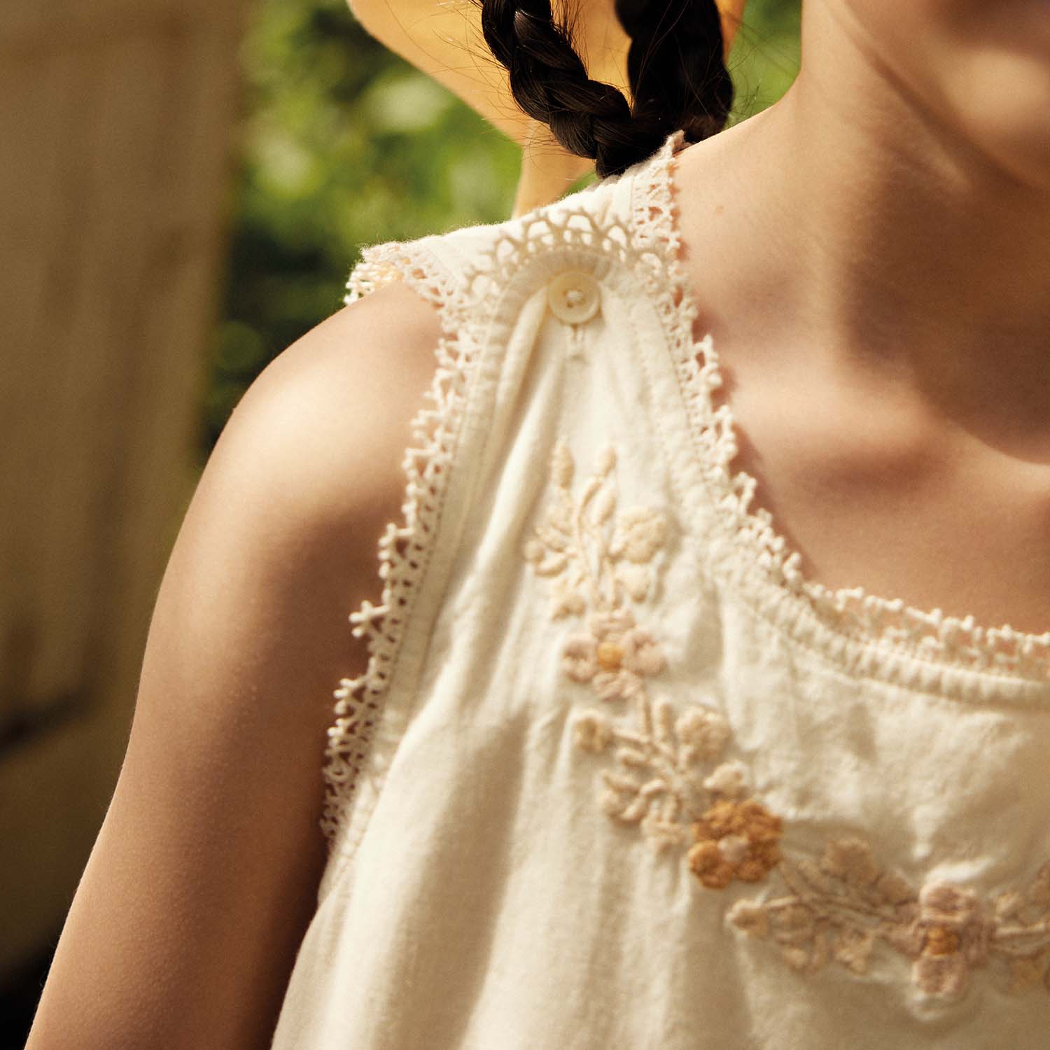 Kids Cotton Clarita Dress - Cream/Peach Yoghurt - Image 7