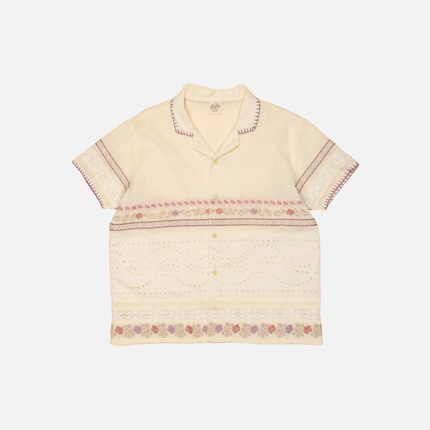 Kids Cotton Donny Ribbons Shirt - Cream
