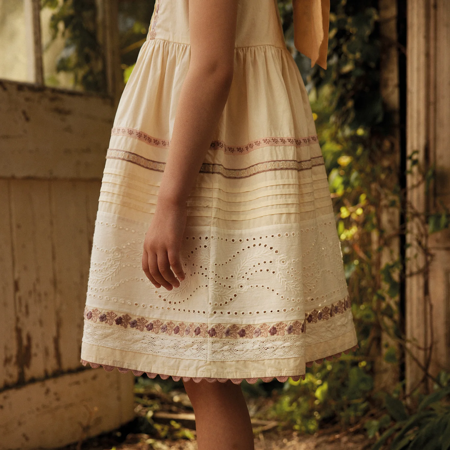 Kids Cotton Minerva Dress - Cream - Image 4