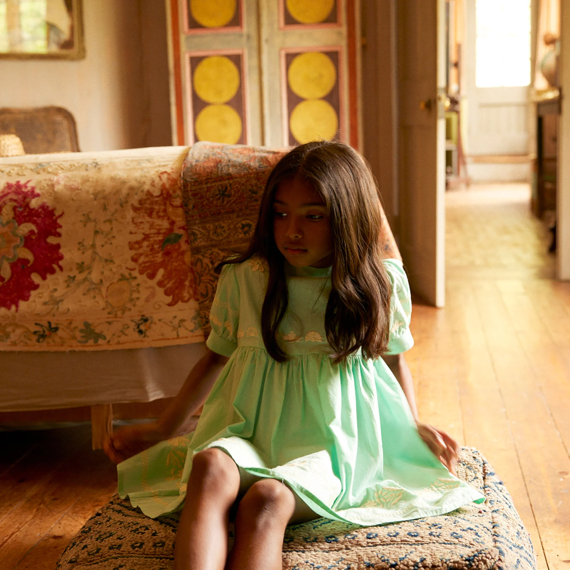 Kids Cotton Mya Dress - Seaglass - Image 4