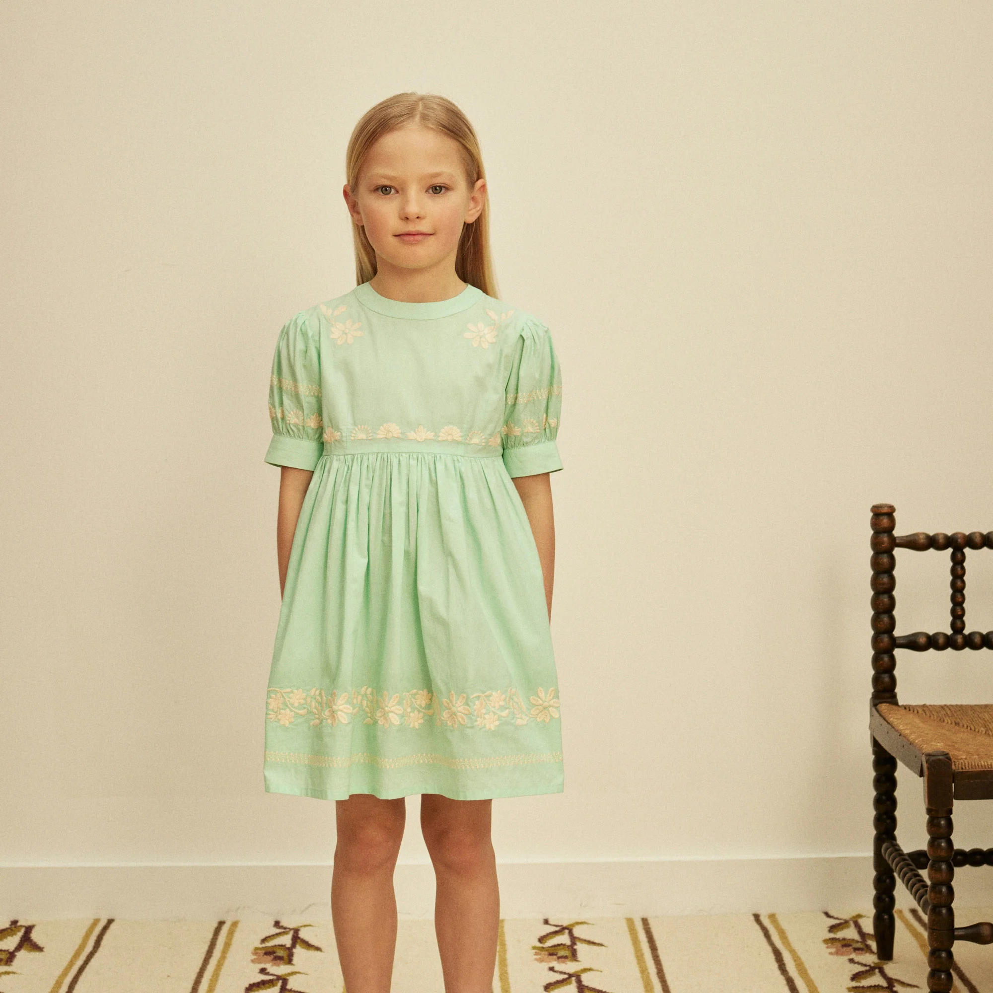 Kids Cotton Mya Dress - Seaglass - Image 6