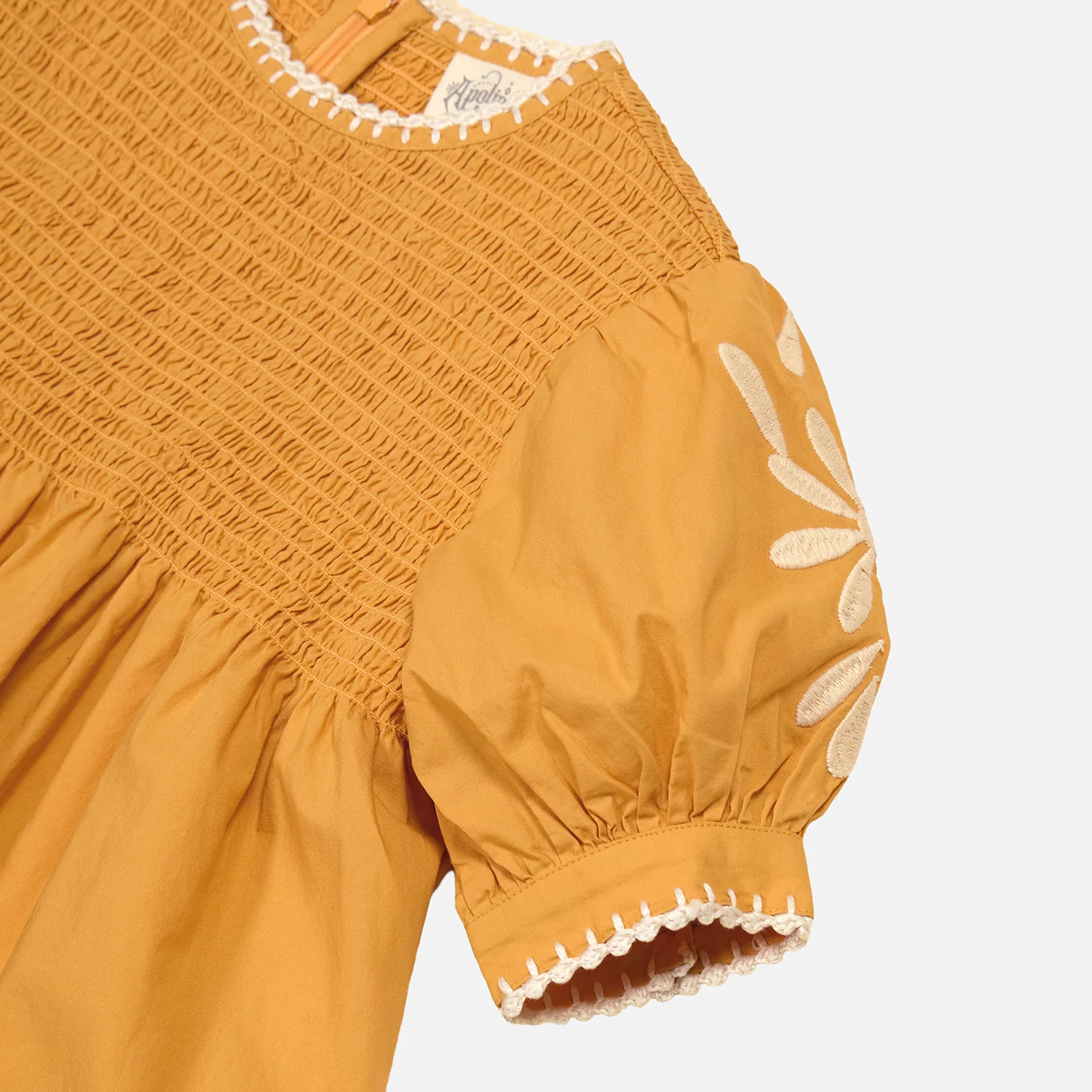 Kids Cotton Noemie Dress - Tangerine - Image 3