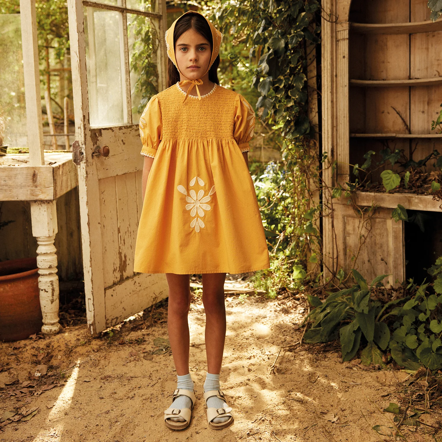 Kids Cotton Noemie Dress - Tangerine - Image 5