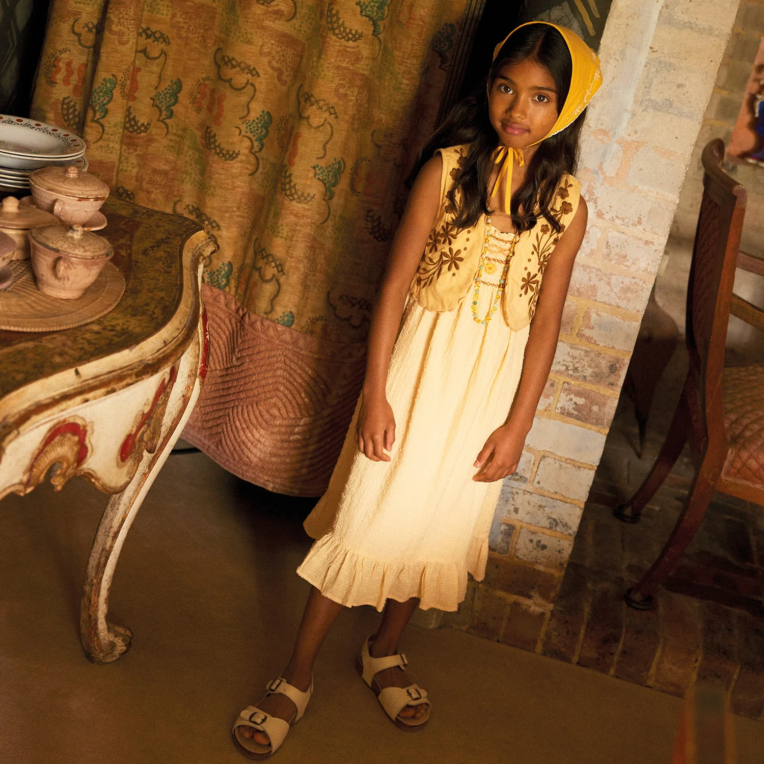 Kids Cotton Tammy Midi Sundress - Peach Yoghurt - Image 5