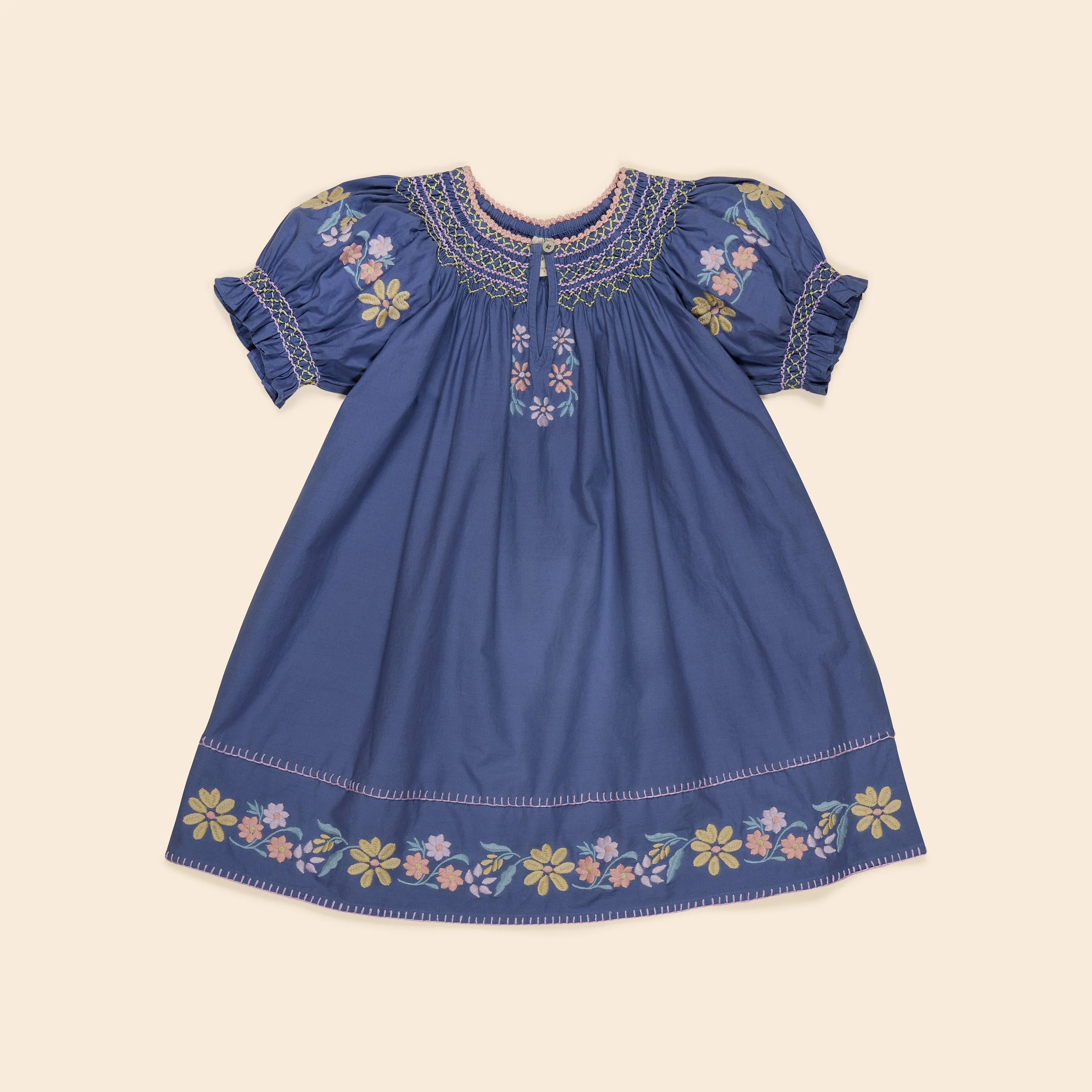 Kids Cotton Verna Smock Dress - Azul - Image 2
