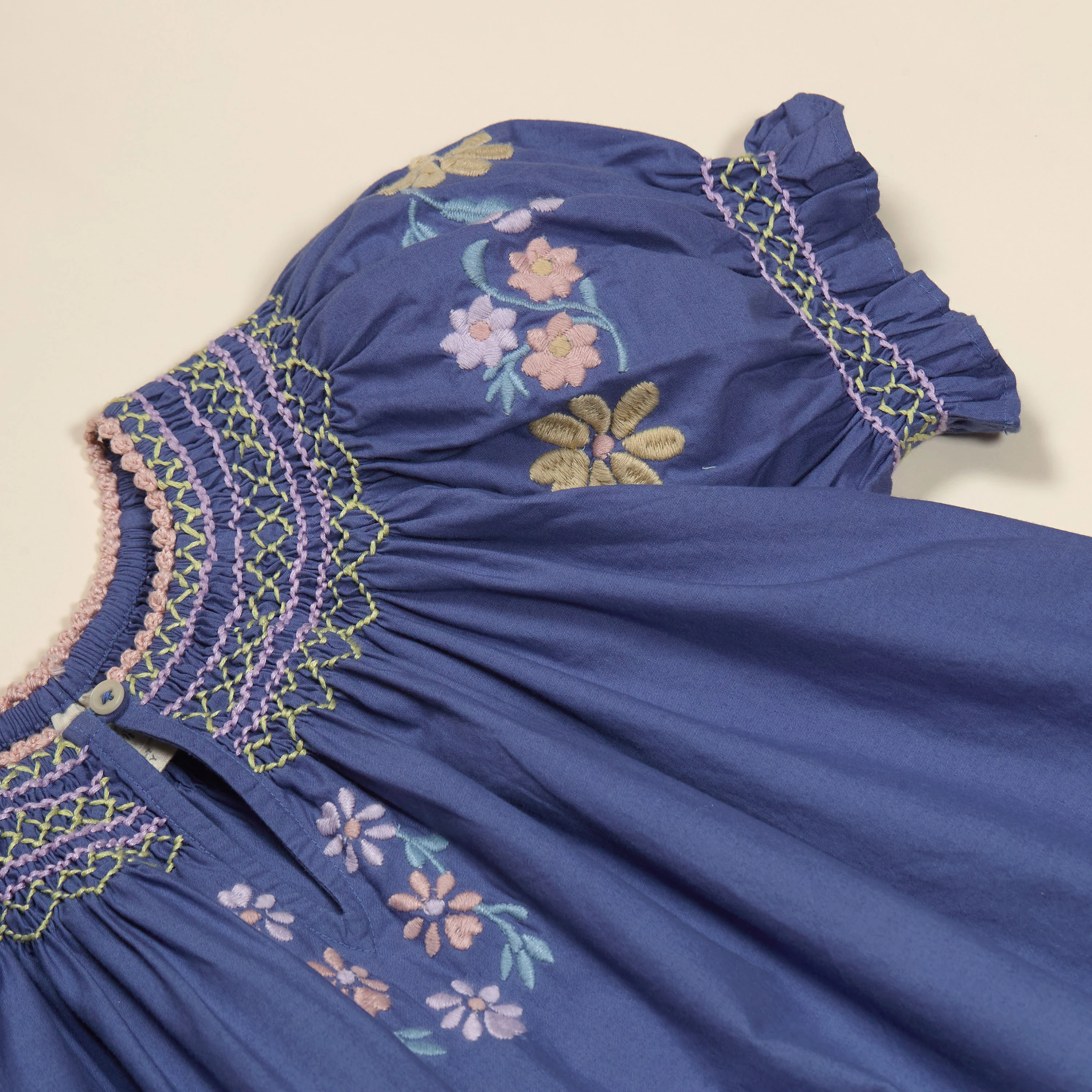 Kids Cotton Verna Smock Dress - Azul - Image 3