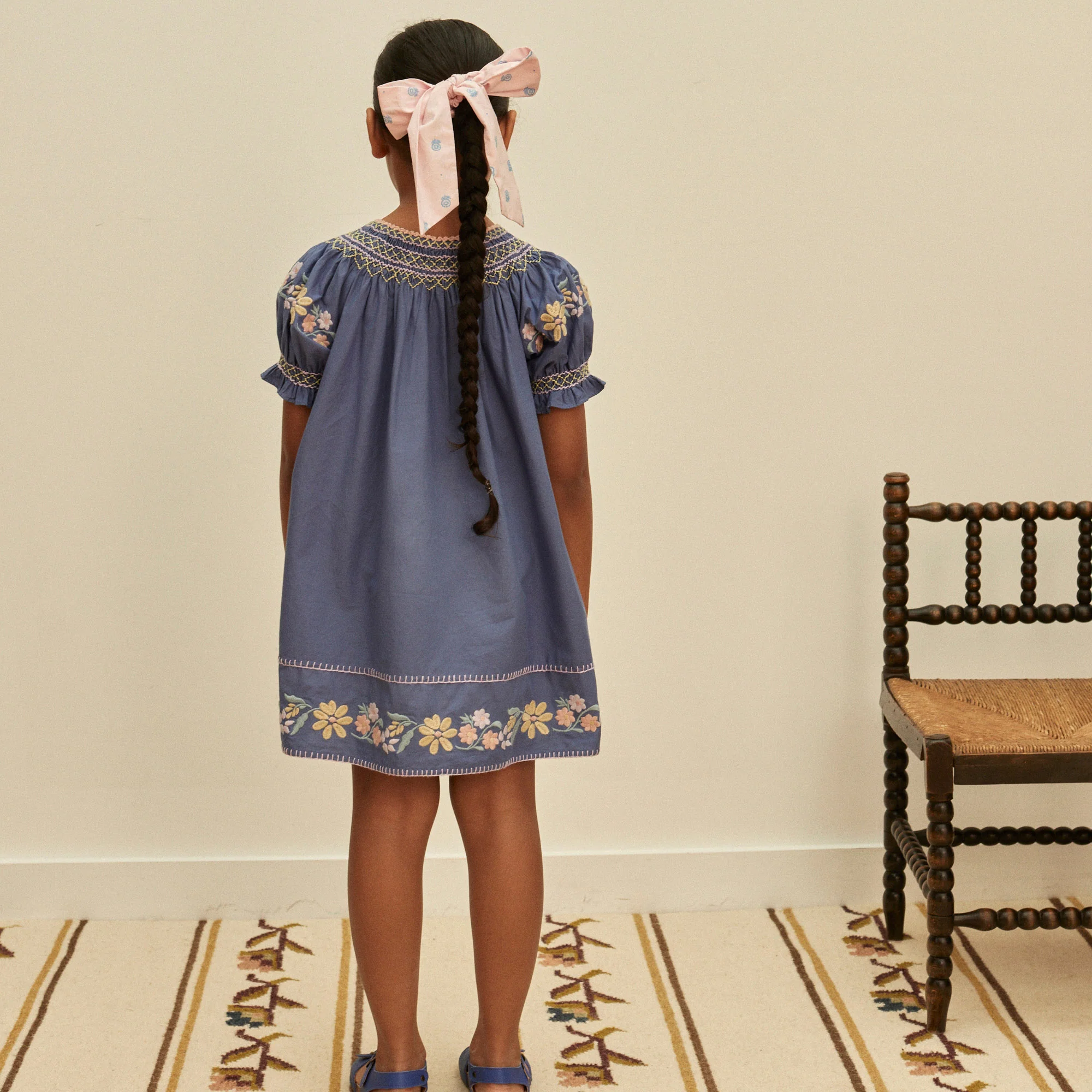 Kids Cotton Verna Smock Dress - Azul - Image 5