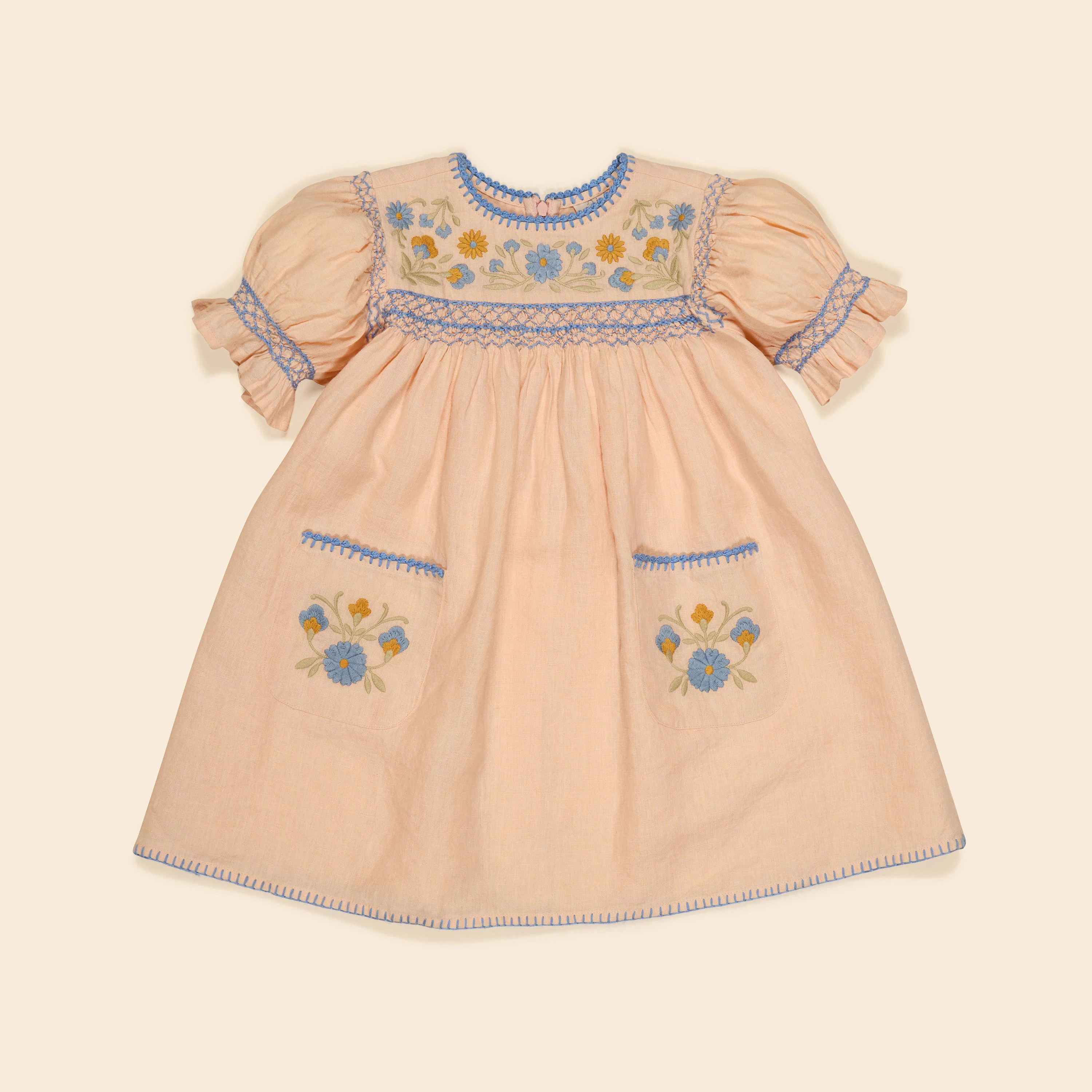 Kids Linen Dora Dress - Satin Pink