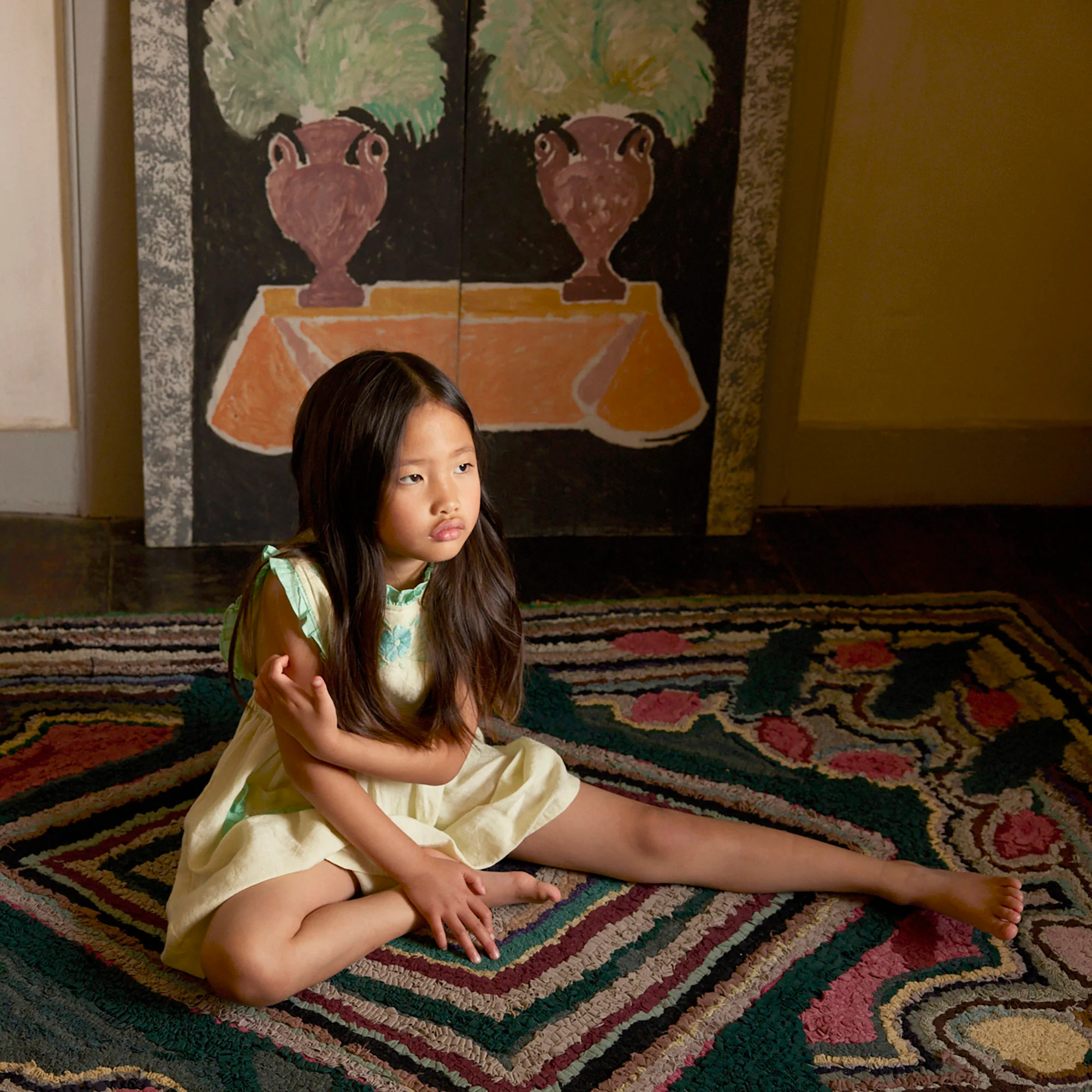 Kids Linen Ida Dress - Mint Cream/Seaglass - Image 6