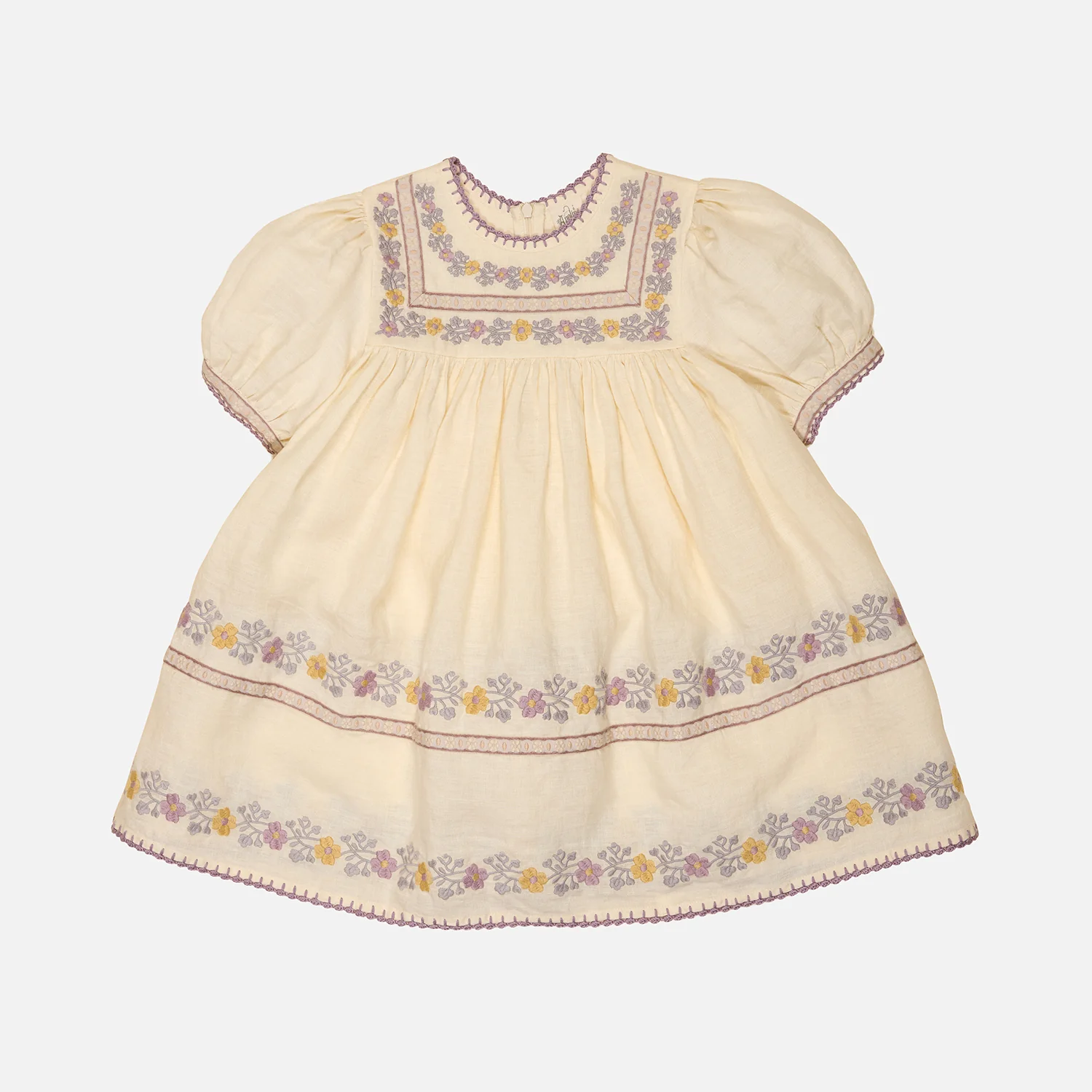 Kids Linen Patsy Ribbons Dress - Cream - Image 2