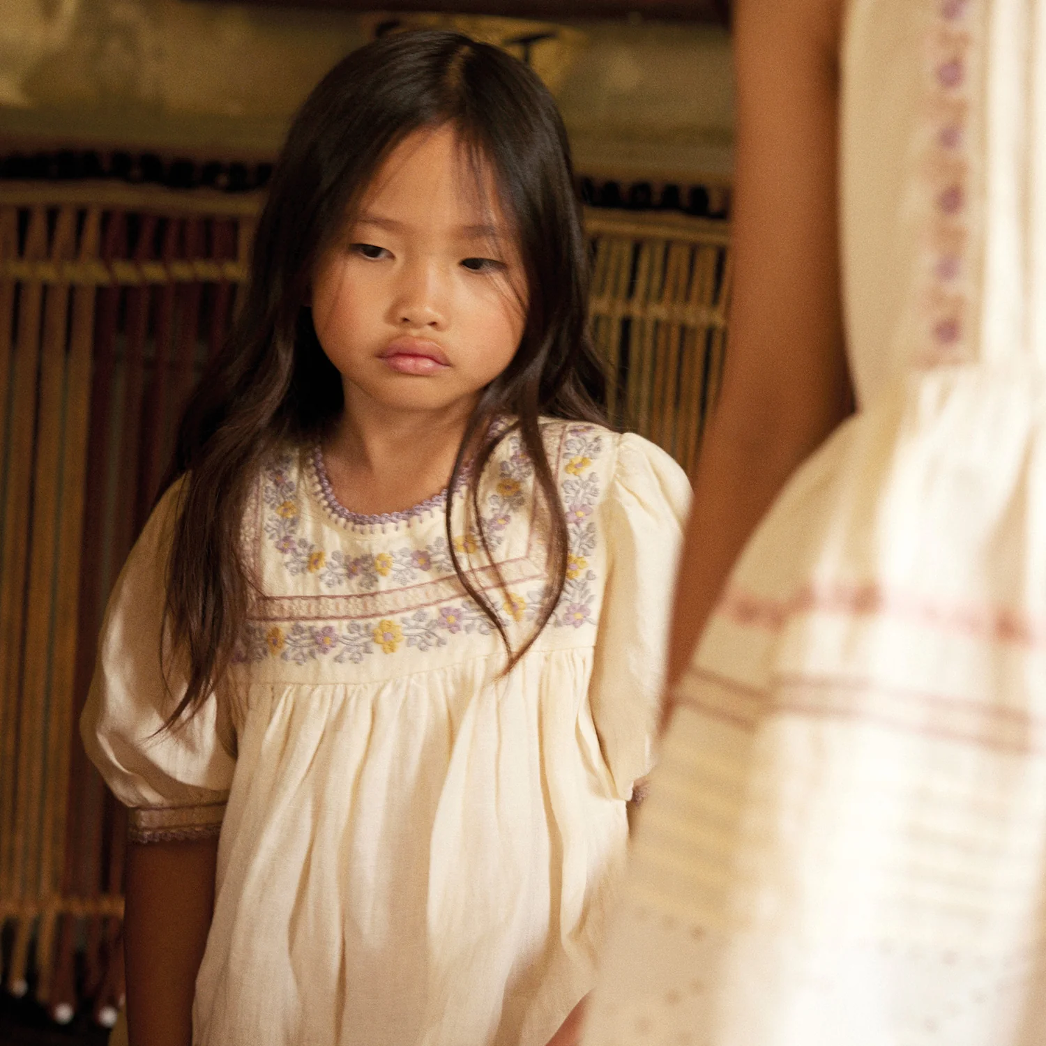 Kids Linen Patsy Ribbons Dress - Cream - Image 8