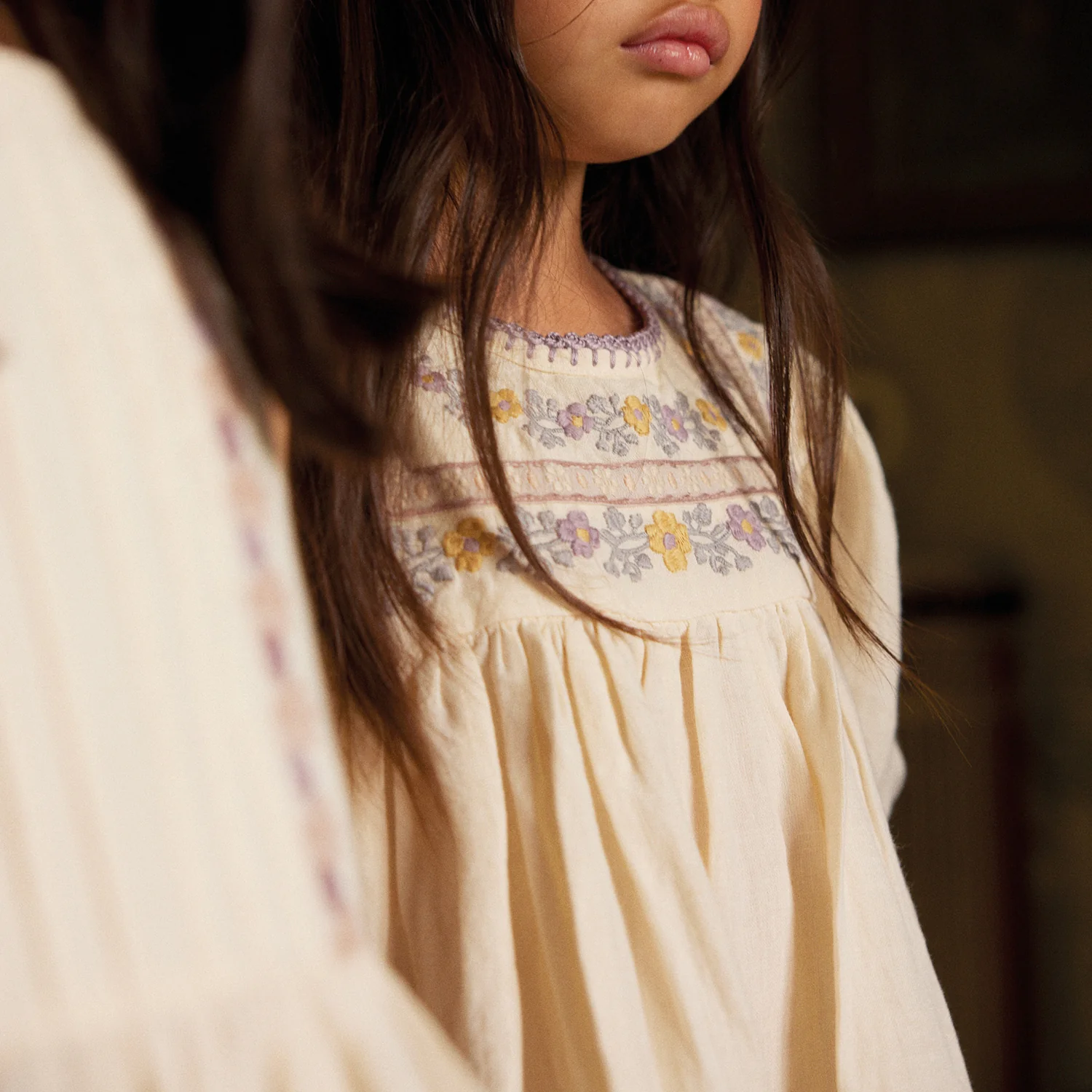 Kids Linen Patsy Ribbons Dress - Cream - Image 9