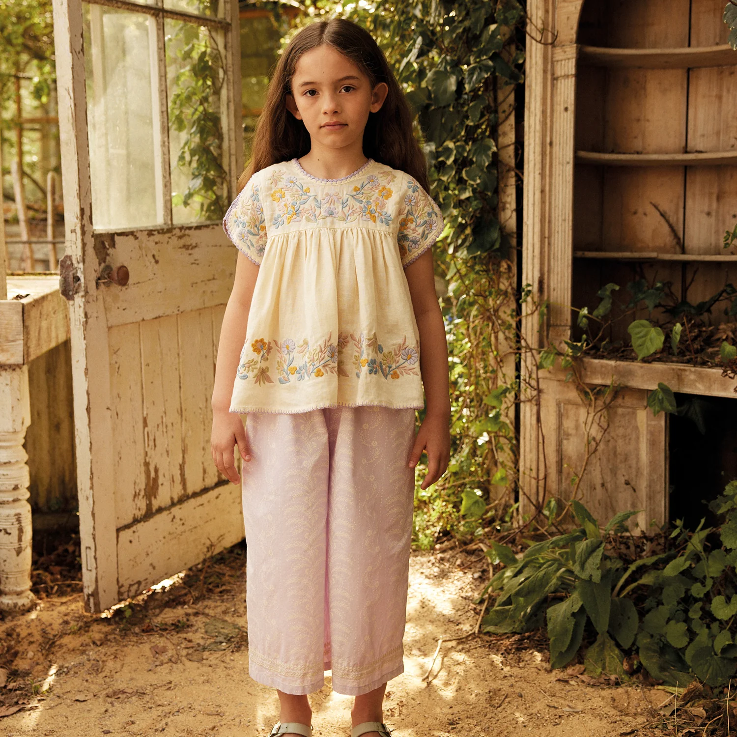 Kids Linen Stevie Blouse - Cream - Image 4