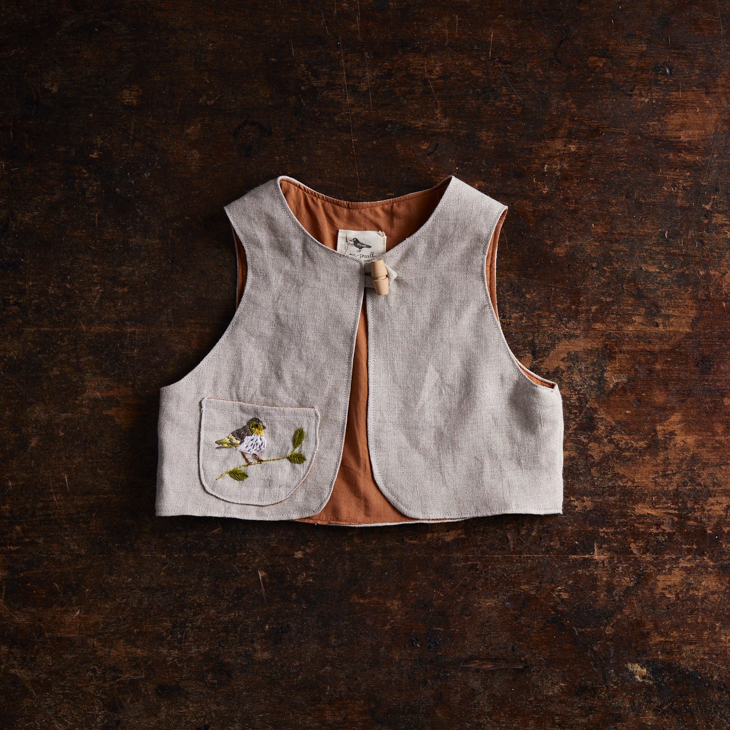 Baby & Kids Linen Explorer Waistcoat - Flax - Image 2