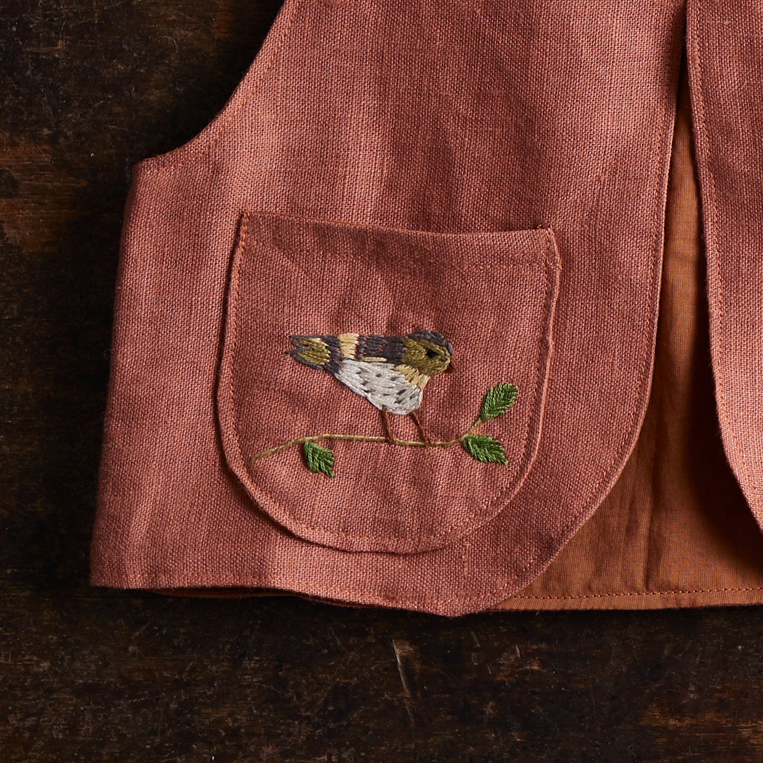 Baby & Kids Linen Explorer Waistcoat - Rose Dust - Image 3