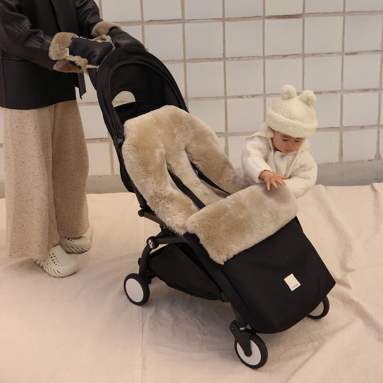 Merino Sheepskin Universal Pushchair Footmuff - Toast - Image 4