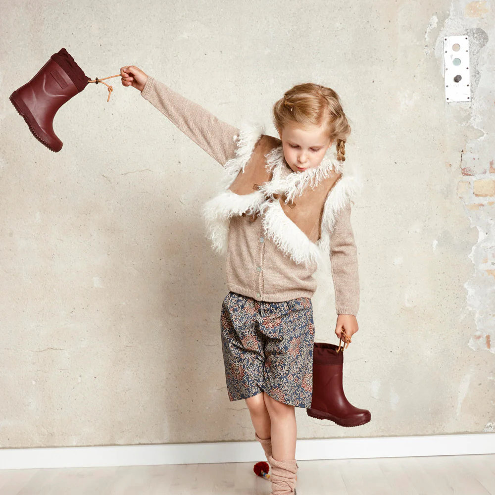 Kids Natural Rubber Wool Lined Boots - Bordeaux - Image 4