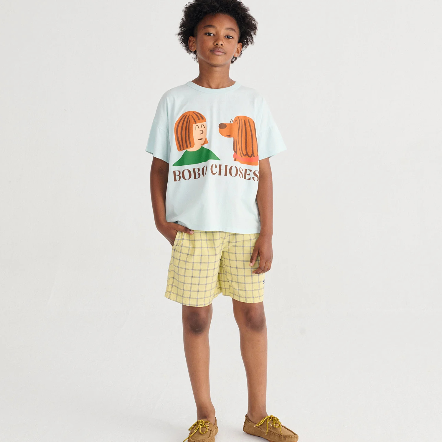 Kids Cotton Bermuda Shorts - Spicy Window Pane - Image 2