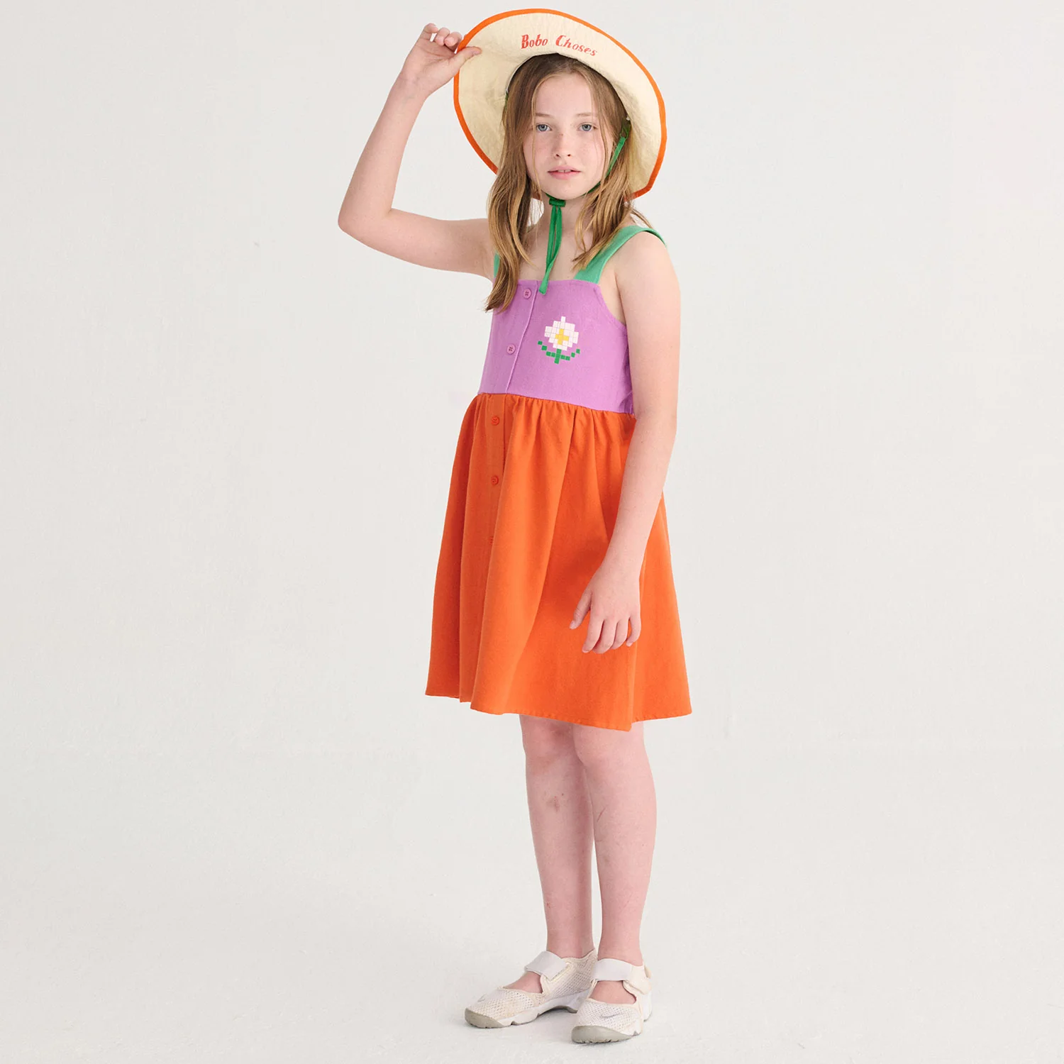 Kids Cotton Block Dress - Pixel Daisy - Image 2