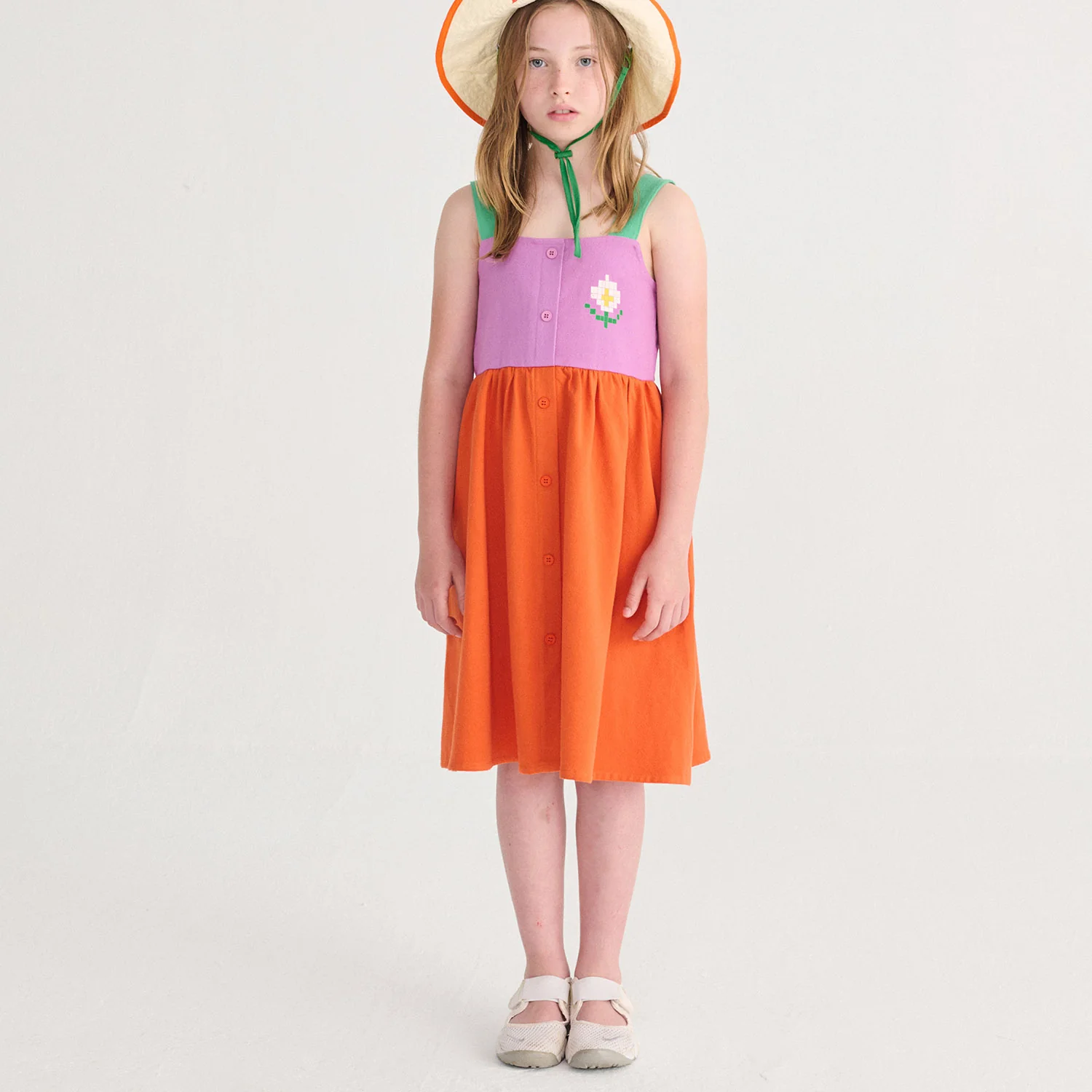 Kids Cotton Block Dress - Pixel Daisy - Image 4
