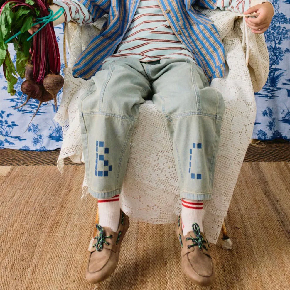 Kids Cotton Denim Pants - Square Bobo Choses - Image 2