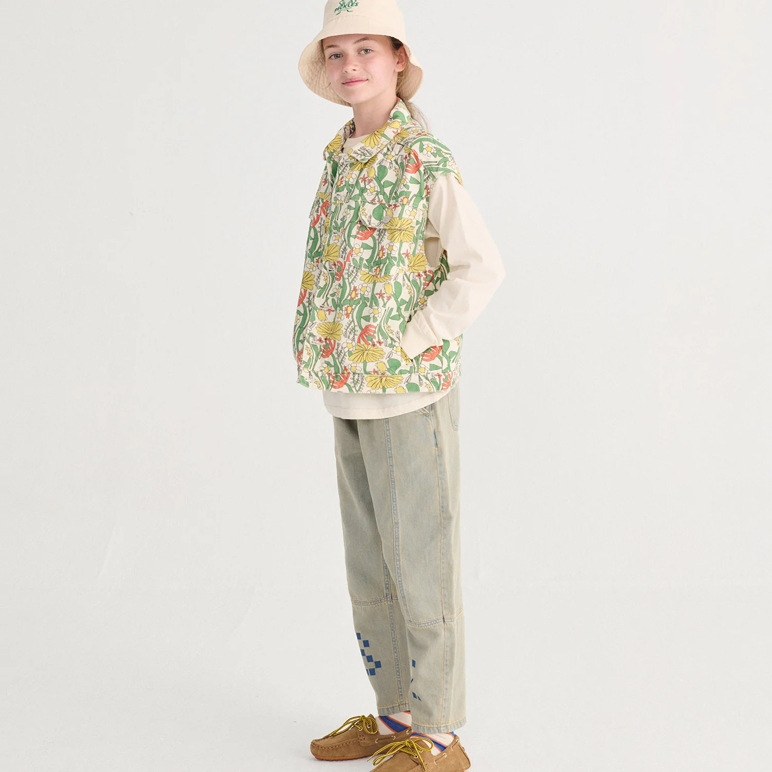 Kids Cotton Denim Pants - Square Bobo Choses - Image 3