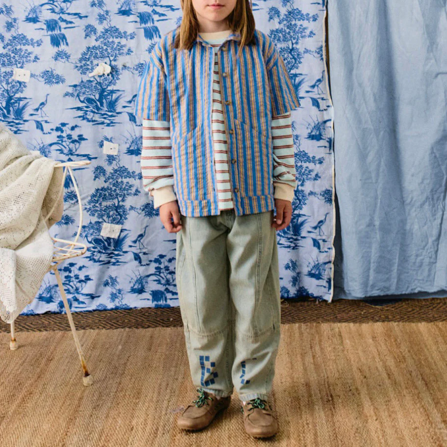 Kids Cotton Denim Pants - Square Bobo Choses - Image 9