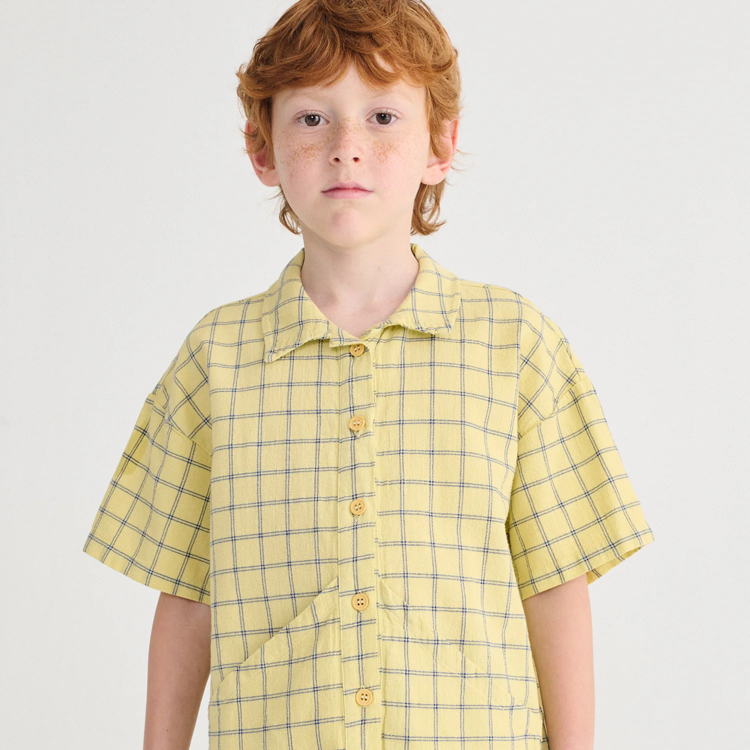 Kids Cotton SS Shirt- Spicy Window Pane - Image 3