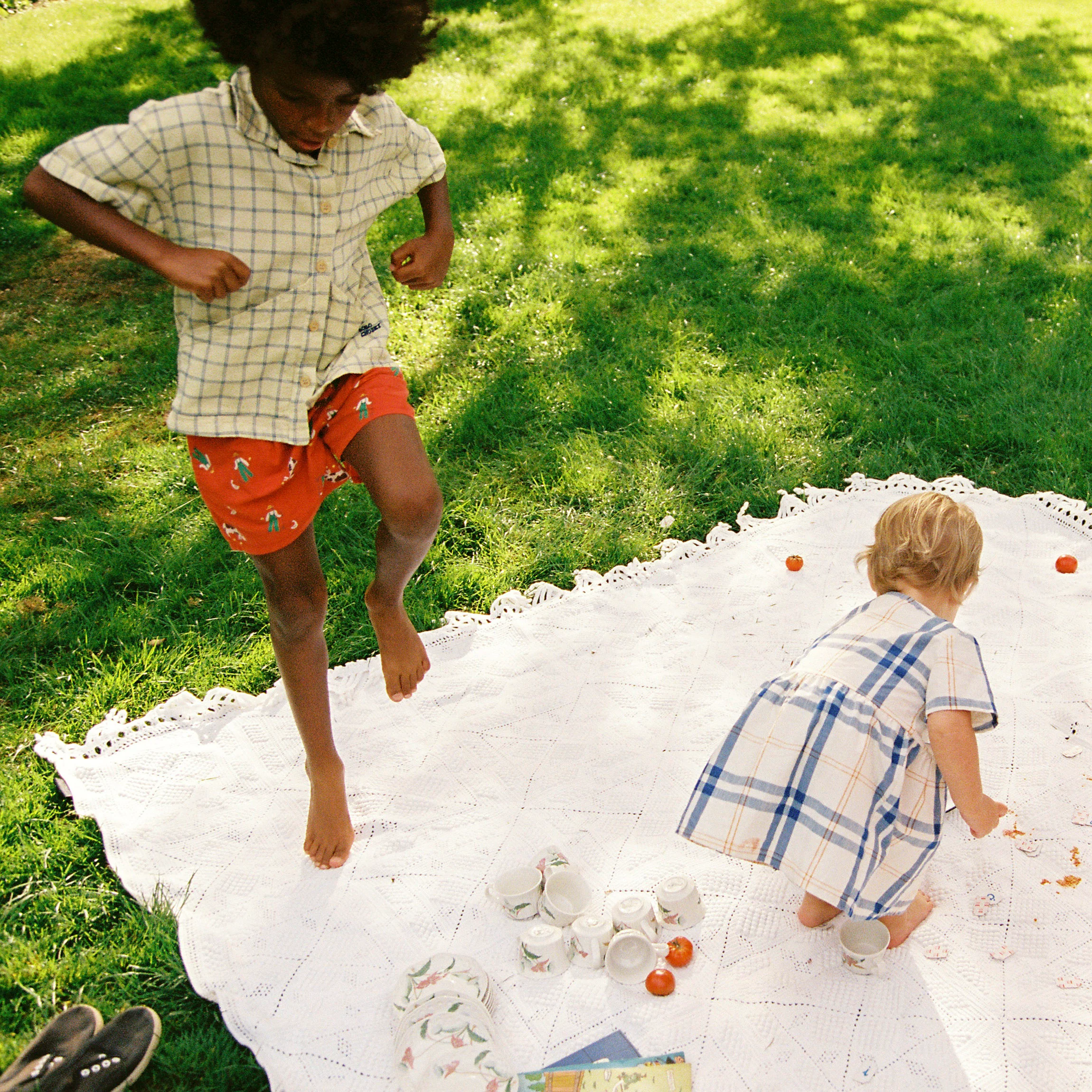 Kids Cotton SS Shirt- Spicy Window Pane - Image 4